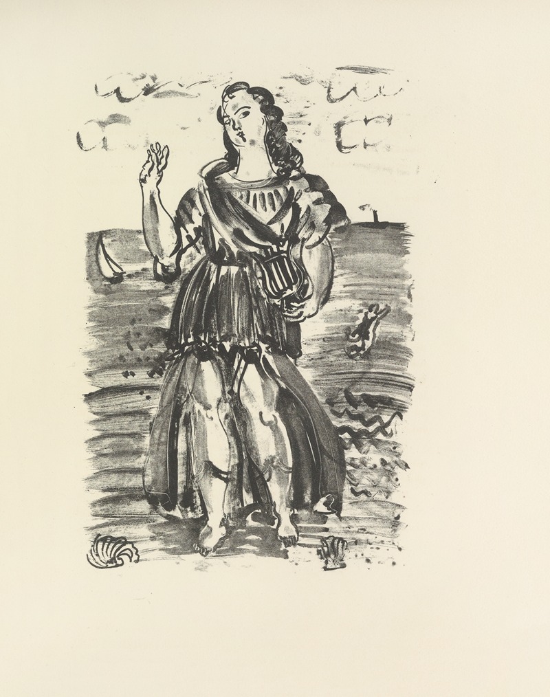 A vibrant painting by Raoul Dufy depicting a poet in a dramatic scene.