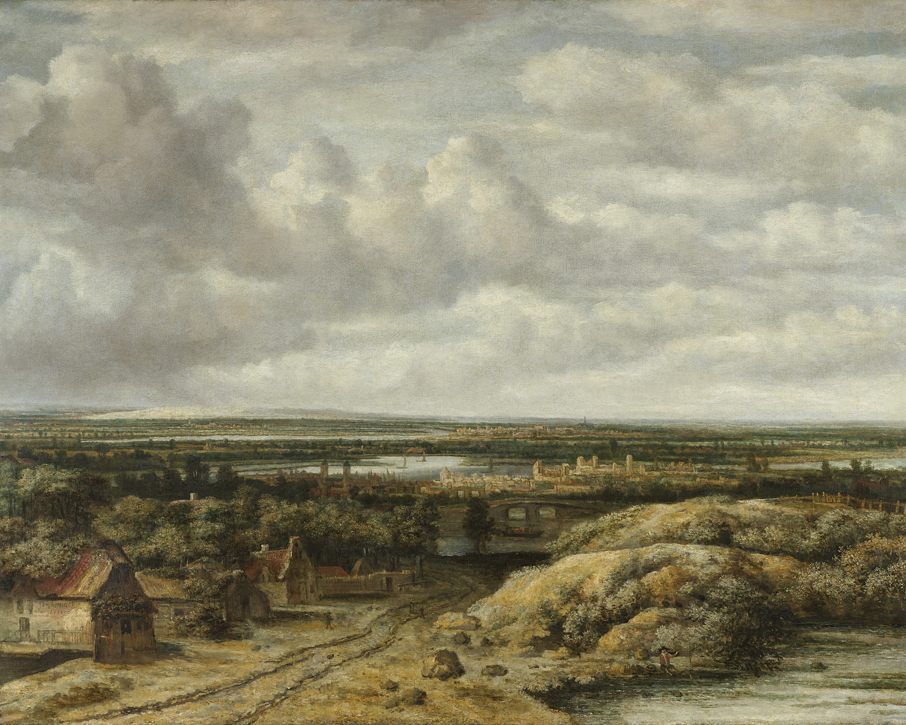 Distant View with Cottages along a Road, oil on canvas by Philips Koninck