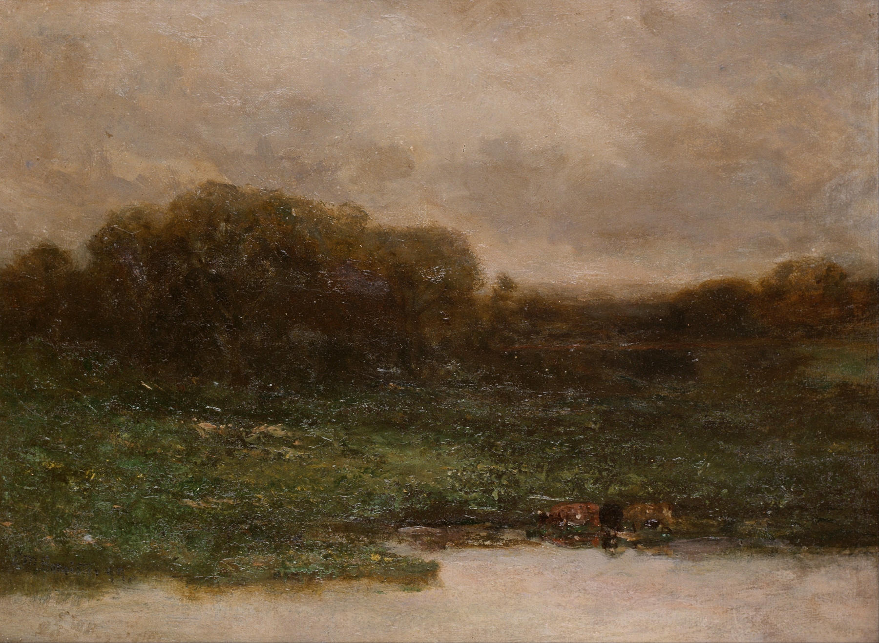 Summer Twilight by Edward Mitchell Bannister, oil painting depicting a serene twilight landscape.