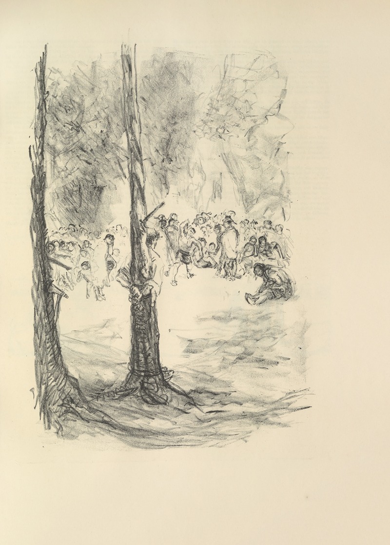 Max Slevogt's 'Lederstumpf-Erzählungen Pl.13' captures a moment in time with vivid colors and dynamic figures.