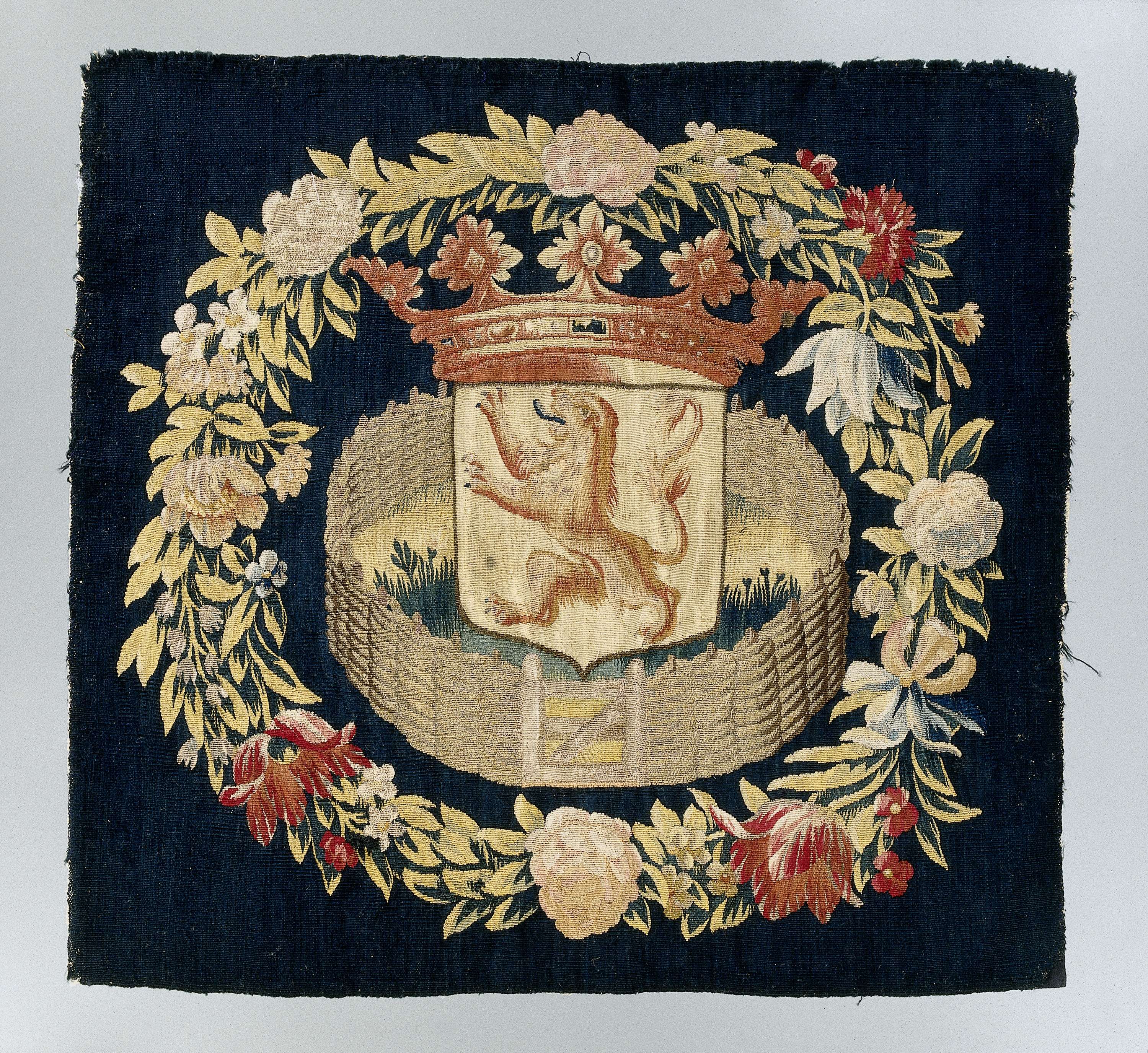 Tapestry depicting a garden scene with the crest of Holland, Unknown Artist