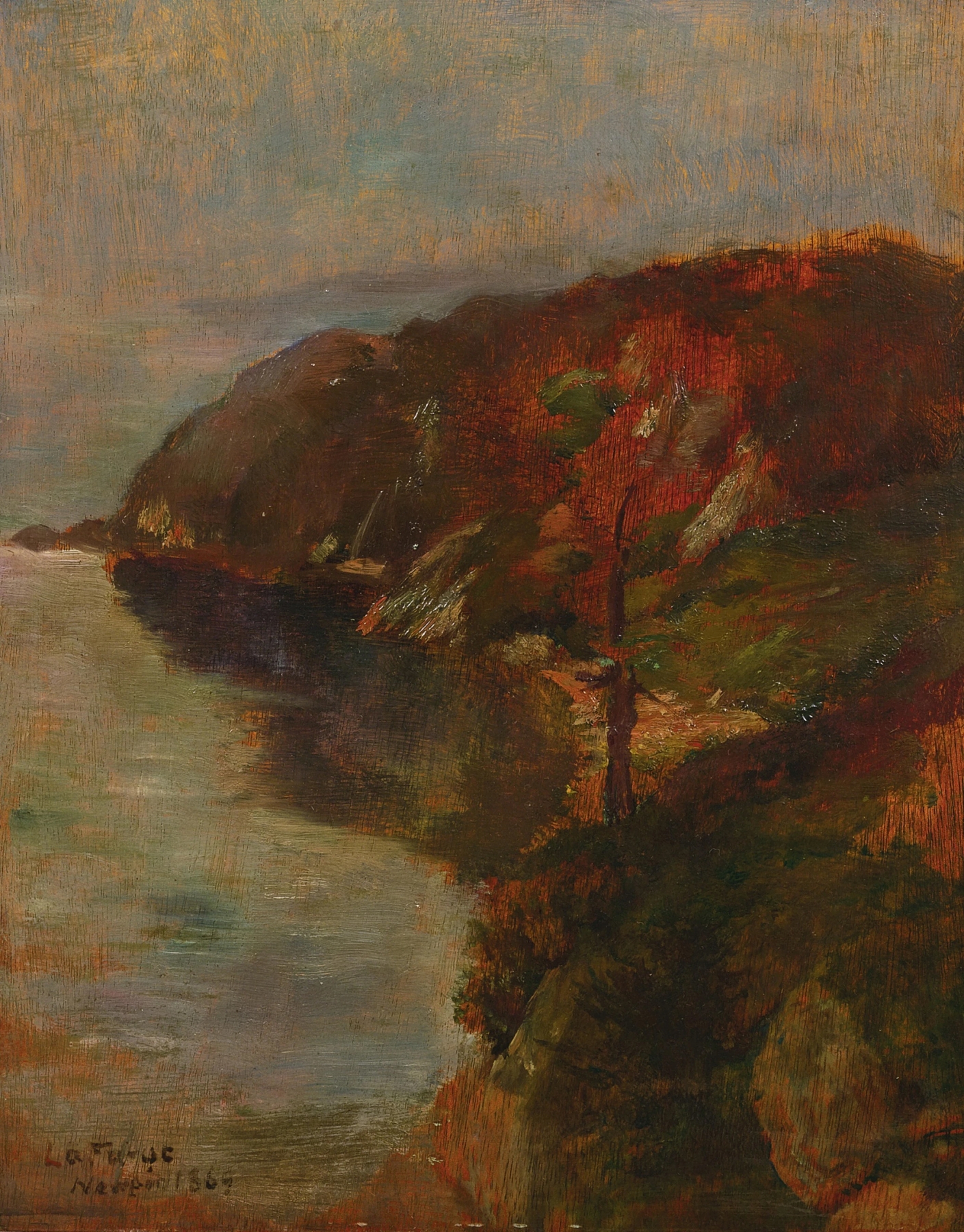 Study of Fog Effect, oil on canvas by John La Farge depicting a foggy cove.