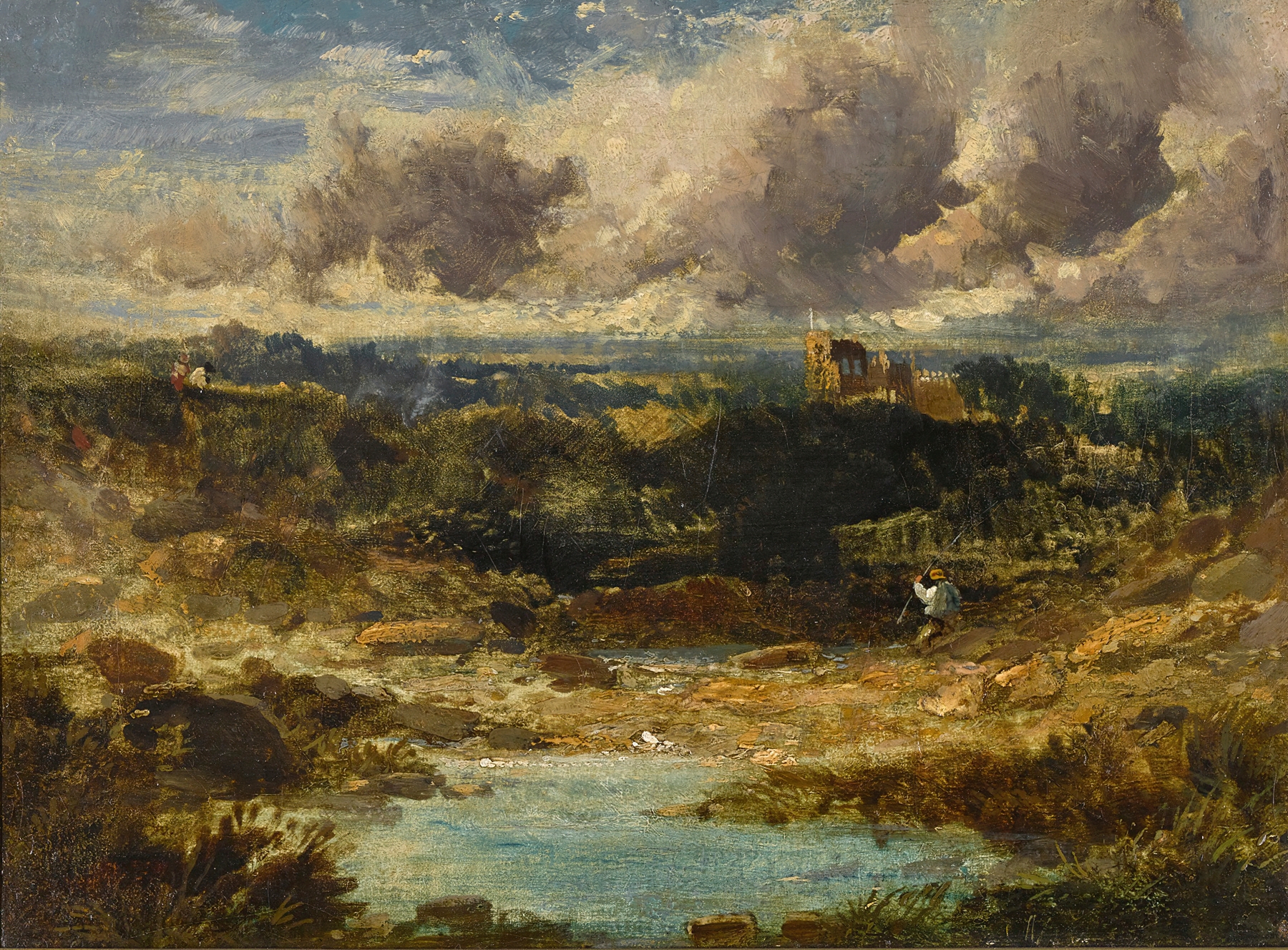 Landscape featuring Barden Towers in Yorkshire by Cecil Gordon Lawson, oil painting