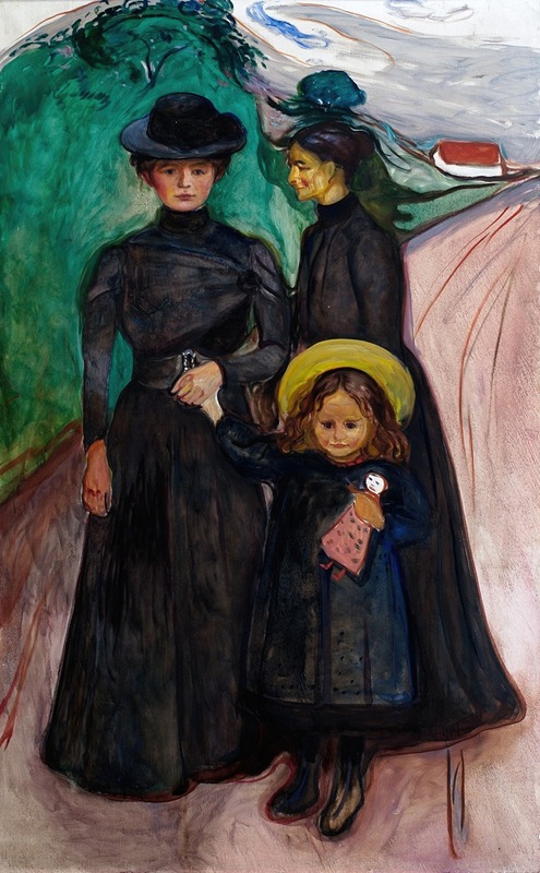 Edvard Munch's 'The Family' depicts a poignant family scene.