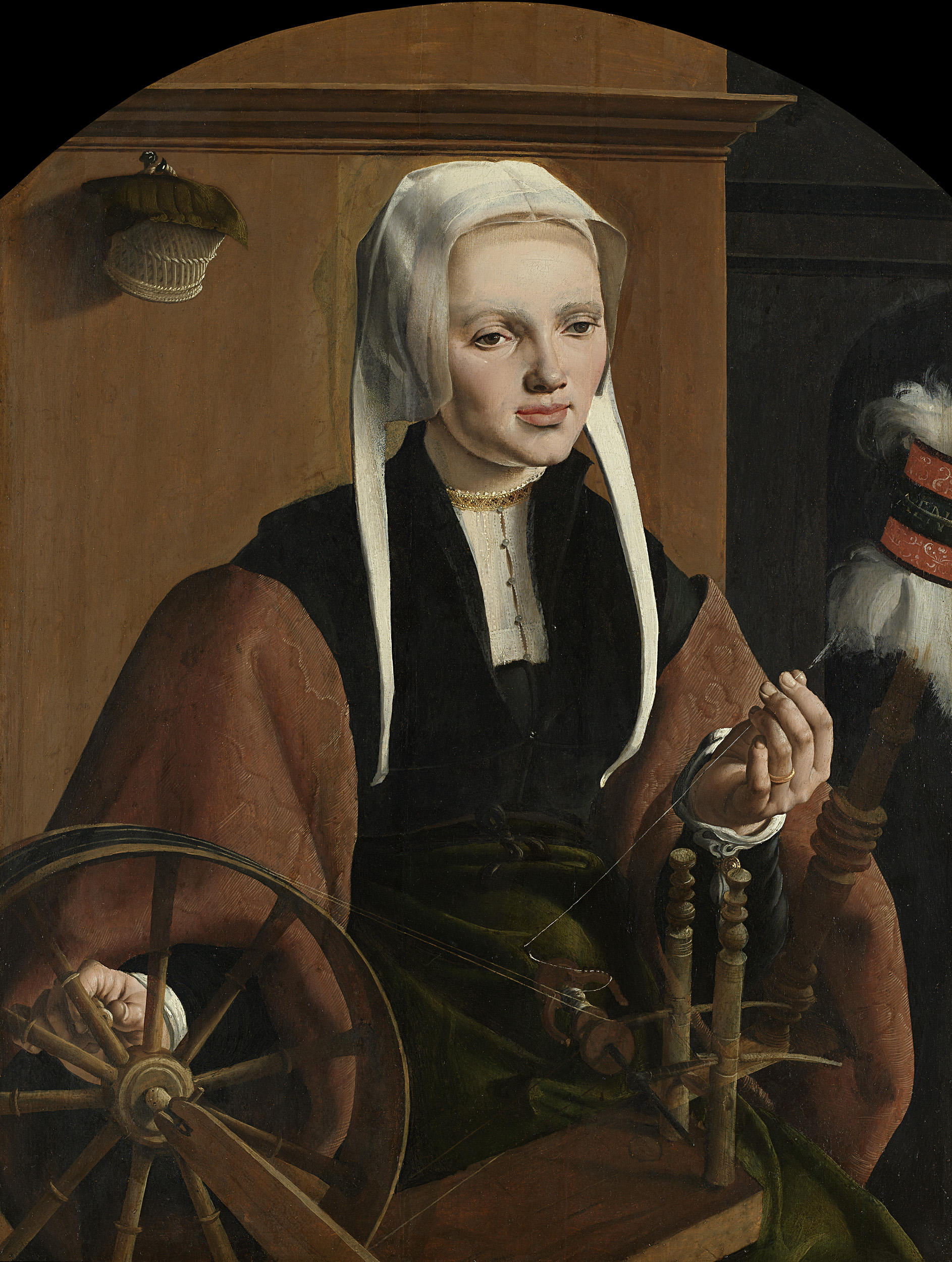 Interior scene with a couple, oil on panel by Maarten van Heemskerck