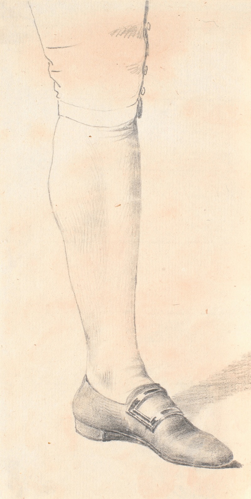 A study of a standing man's left leg by Jens Juel.