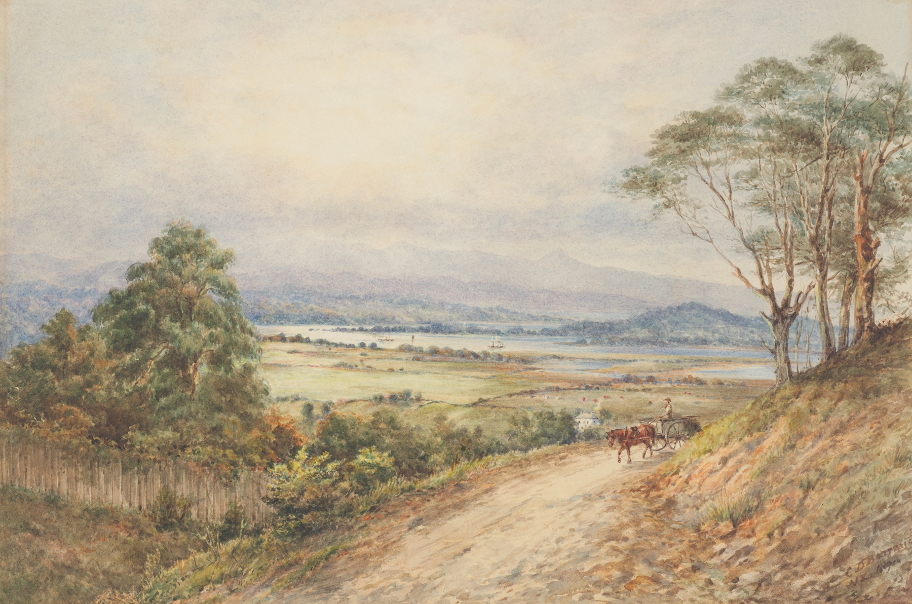 Landscape of The Valley of the Derwent, Tasmania by Charles Decimus Barraud, oil painting