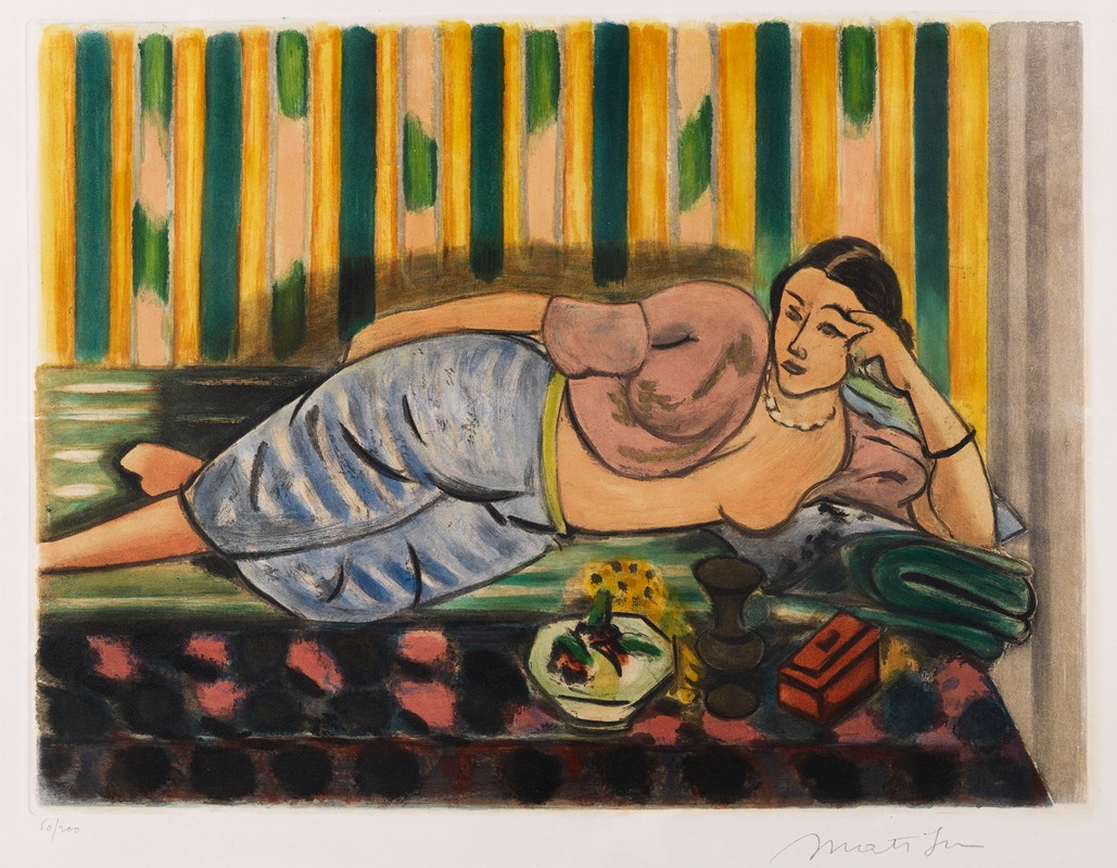 Henri Matisse's 'Odalisque au coffret rouge' features a reclining figure in vibrant colors.