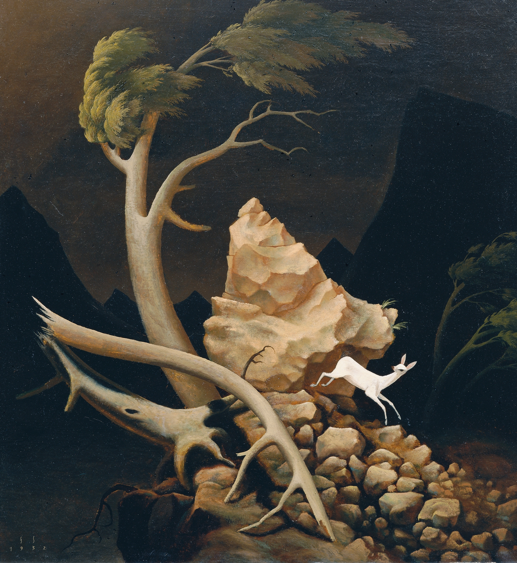Landscape of stormy gray hues by Franz Sedlacek, oil on canvas