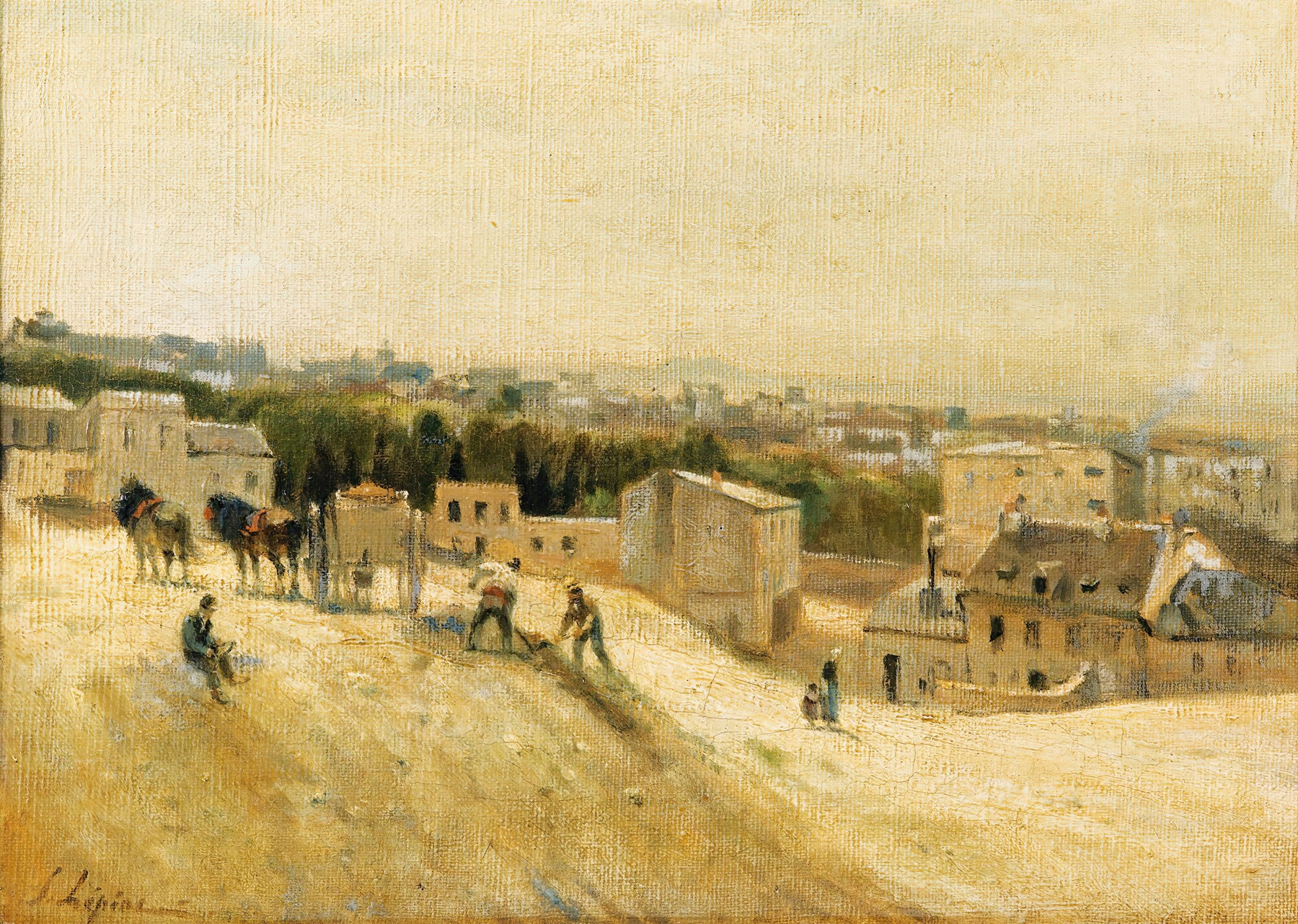 Les Terrassiers, Ancien Abreuvoir De Montmartre., by Stanislas Lépine, public domain