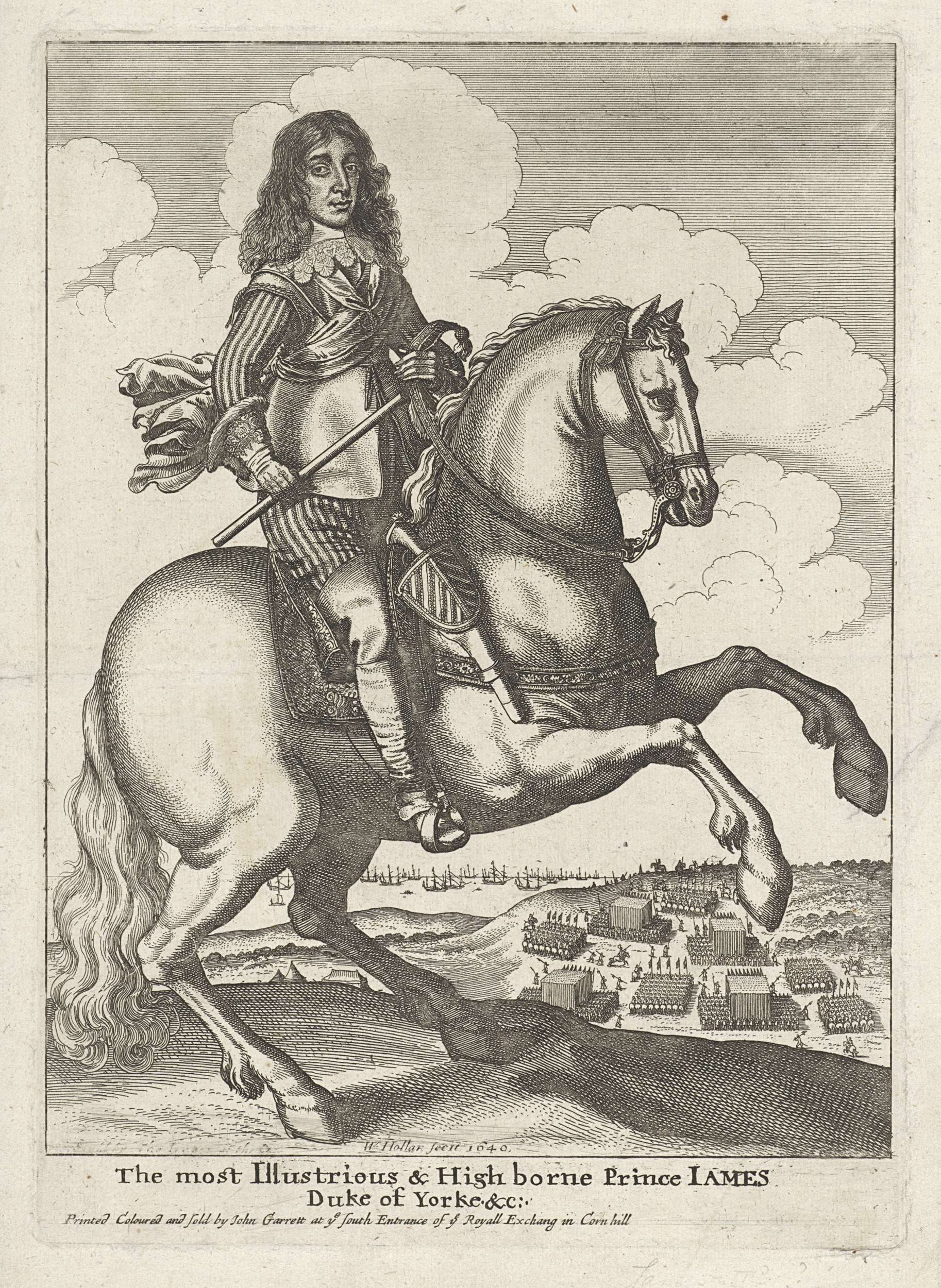 Etching of King James II on horseback by Wenceslaus Hollar