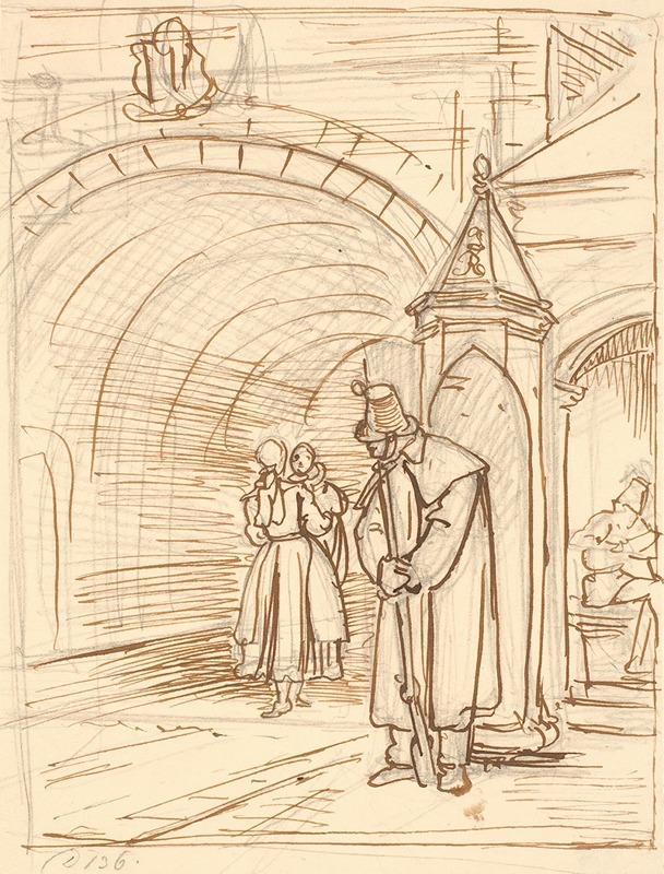 A historical painting depicting a scene at Kastelsporten by Wilhelm Marstrand.
