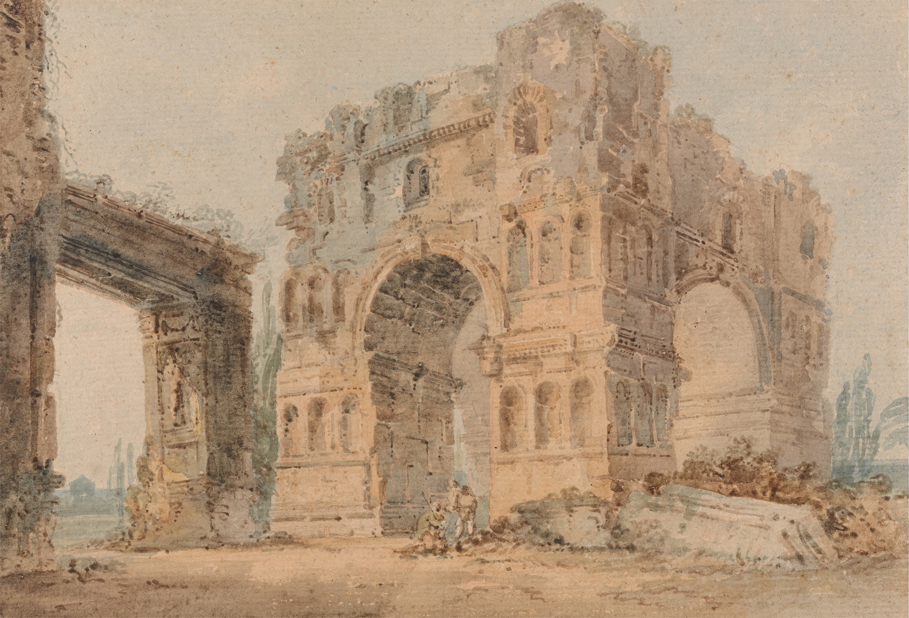 Arch of Janus, after Piranesi by Thomas Girtin, watercolor on paper