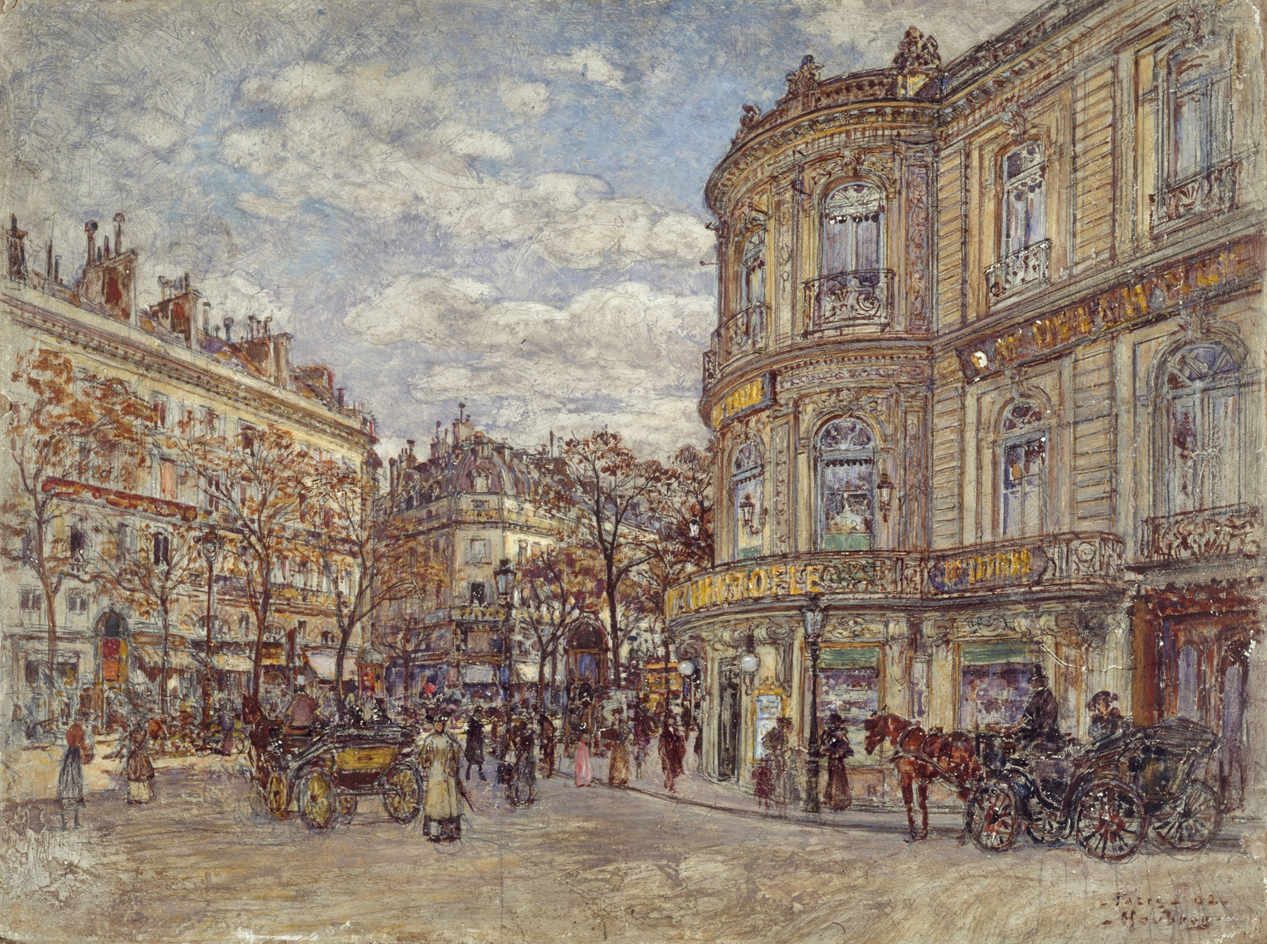 Le Pavillon de Hanovre, rue Louis-le-Grand by Frédéric Houbron, oil on canvas depicting an architectural scene.