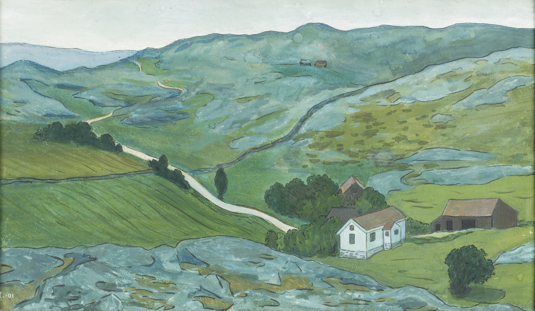 Landscape with muted earth tones by Ivar Arosenius, oil painting