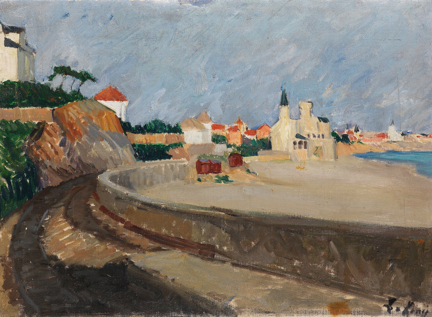 Landscape of Stadt an der spanischen Küste by Leo Von König, oil painting