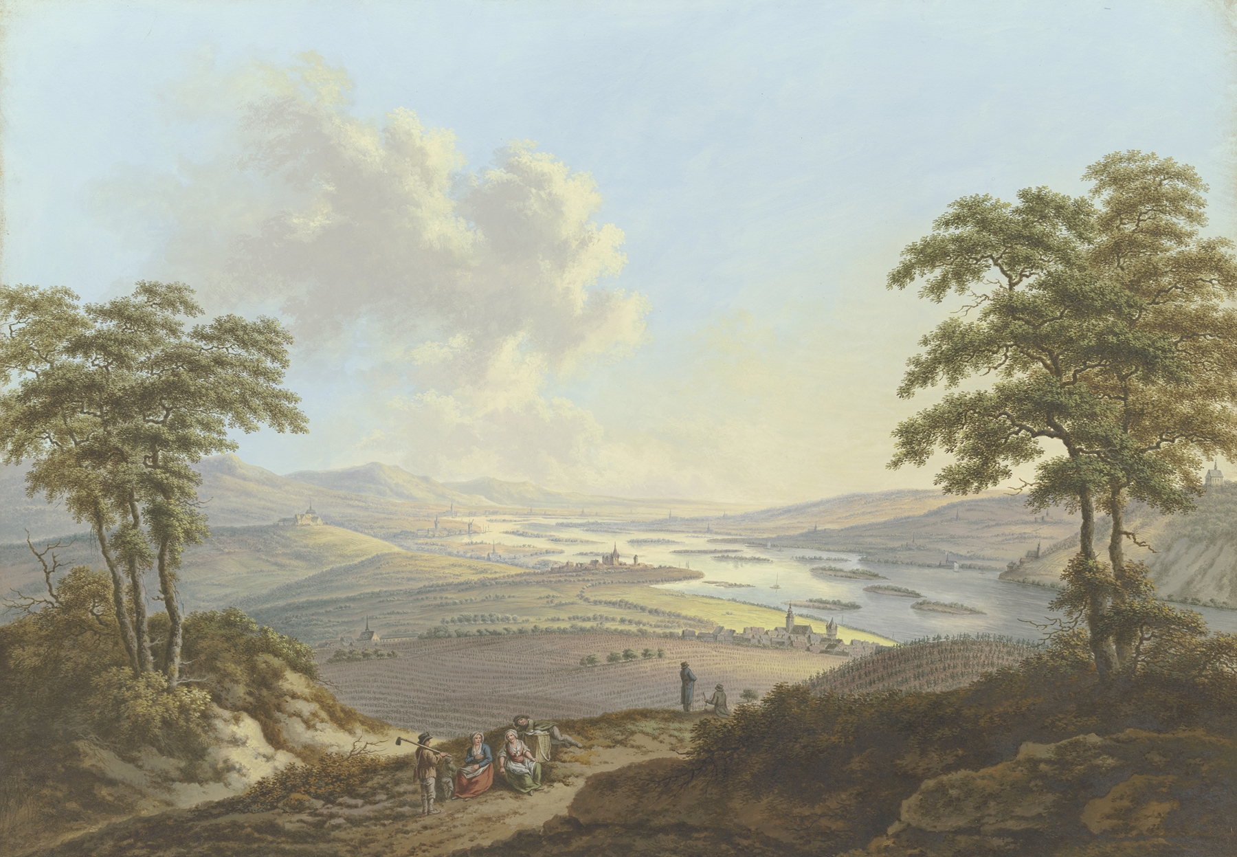 Landscape of rolling hills under golden light by Karl Franz Kraul
