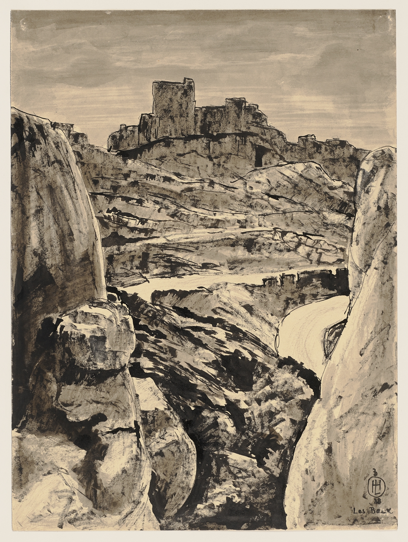 Landscape of Les Baux-de-Provence, oil on canvas by Hermann Lismann