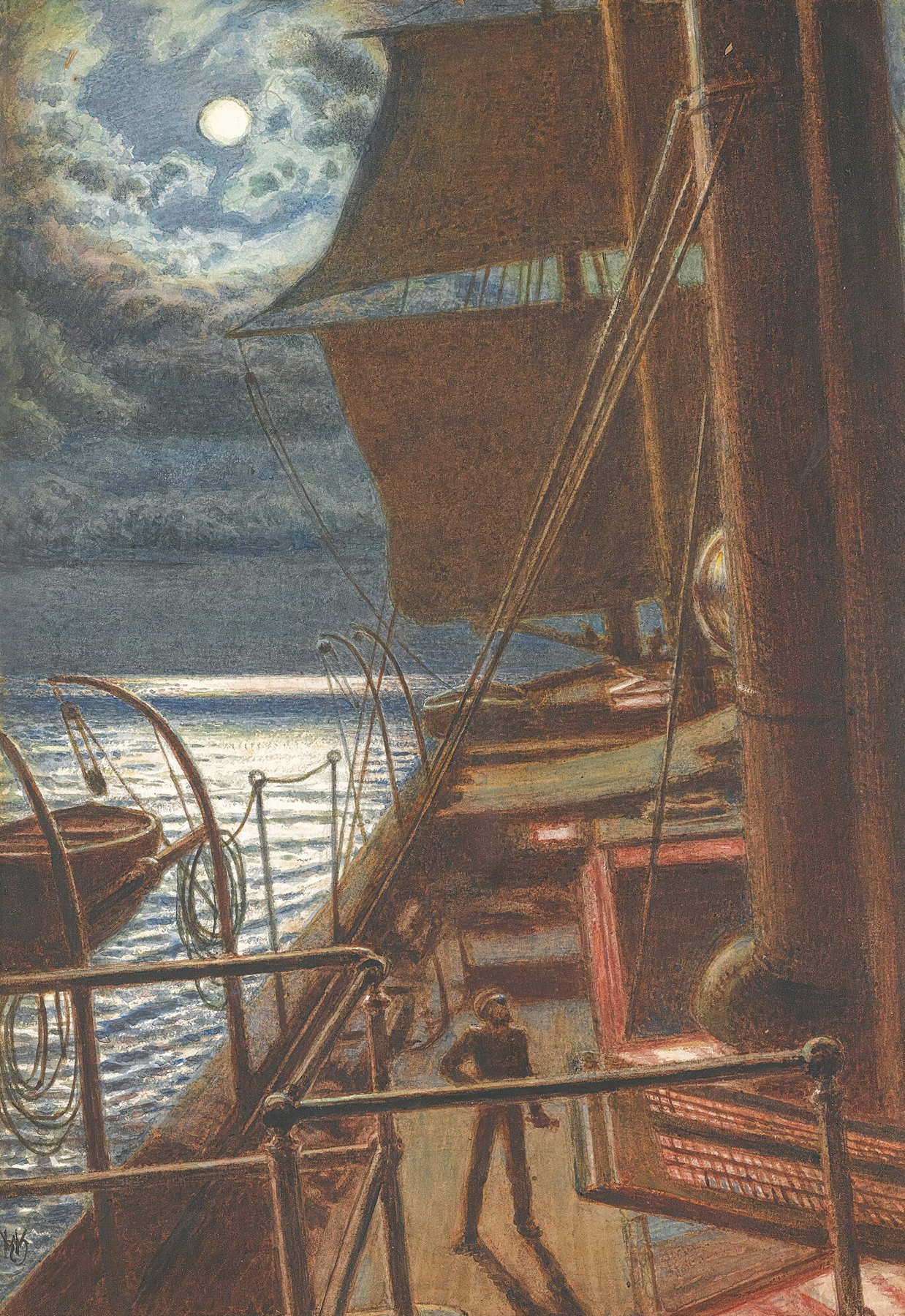 Homeward Bound by William Holman Hunt, oil on canvas depicting a river with a solitary figure.