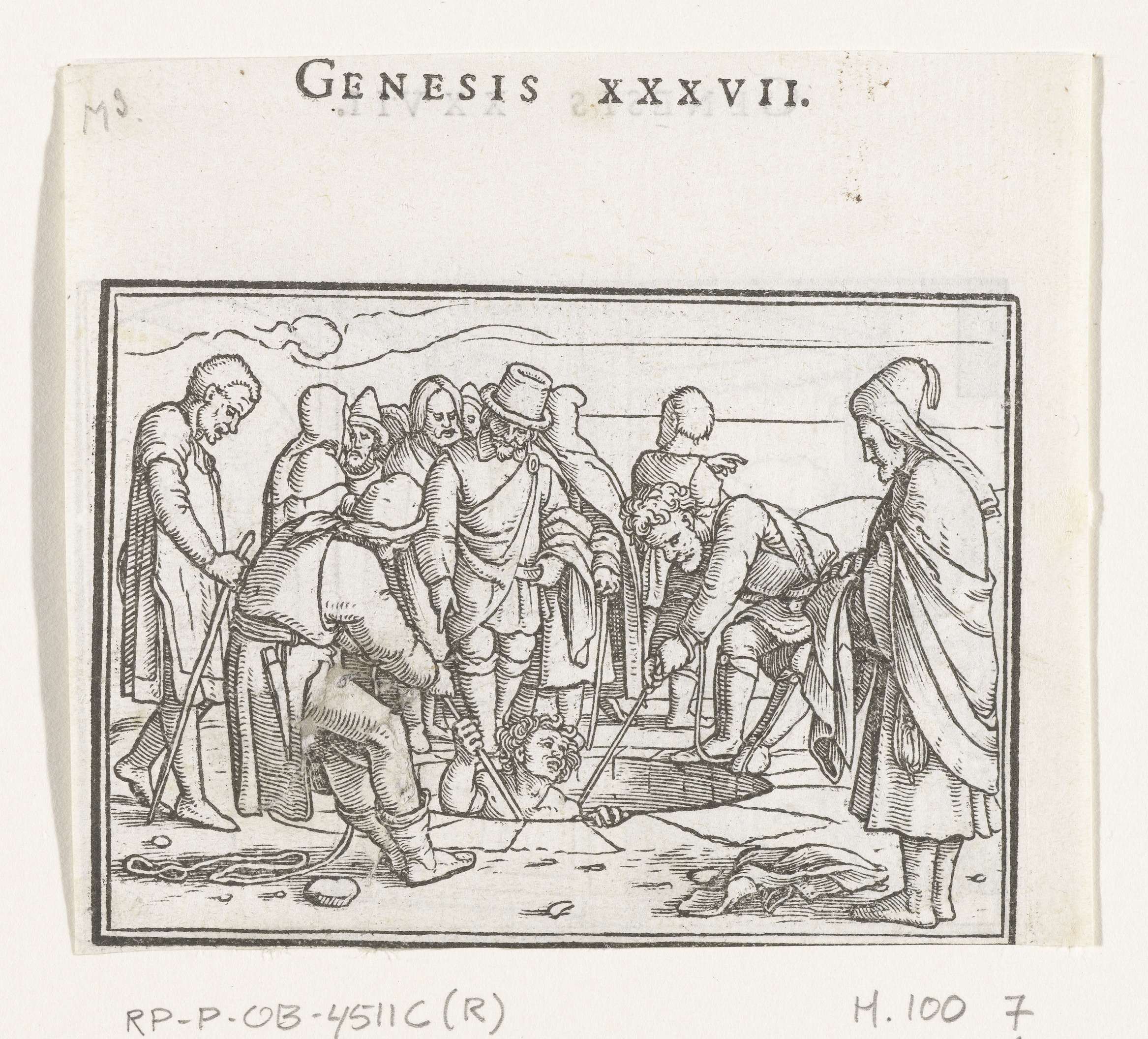 Jozef wordt door zijn broers uit put getrokken, by Hans Holbein (II), public domain