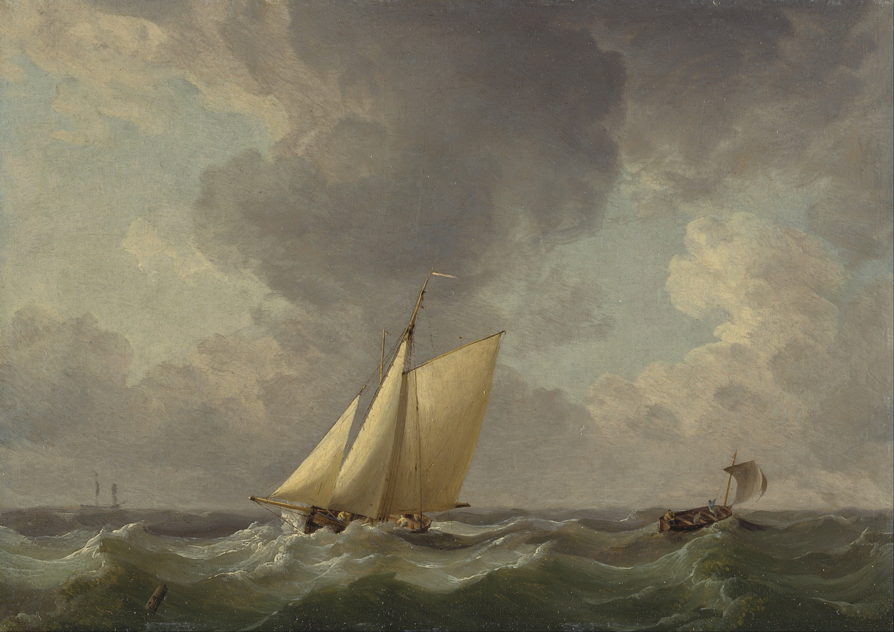 A Cutter in a Strong Breeze, by Charles Brooking, public domain