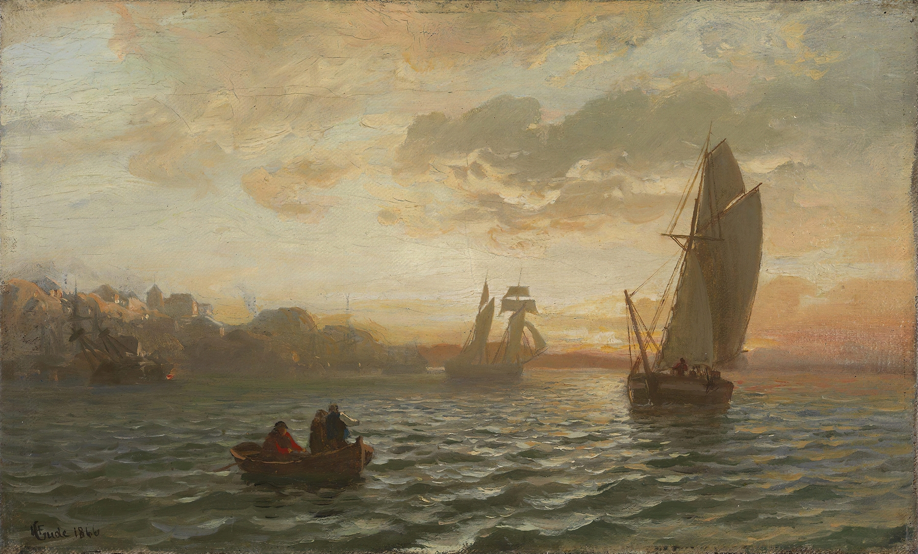 View from the Oslofjord, by Hans Gude, public domain