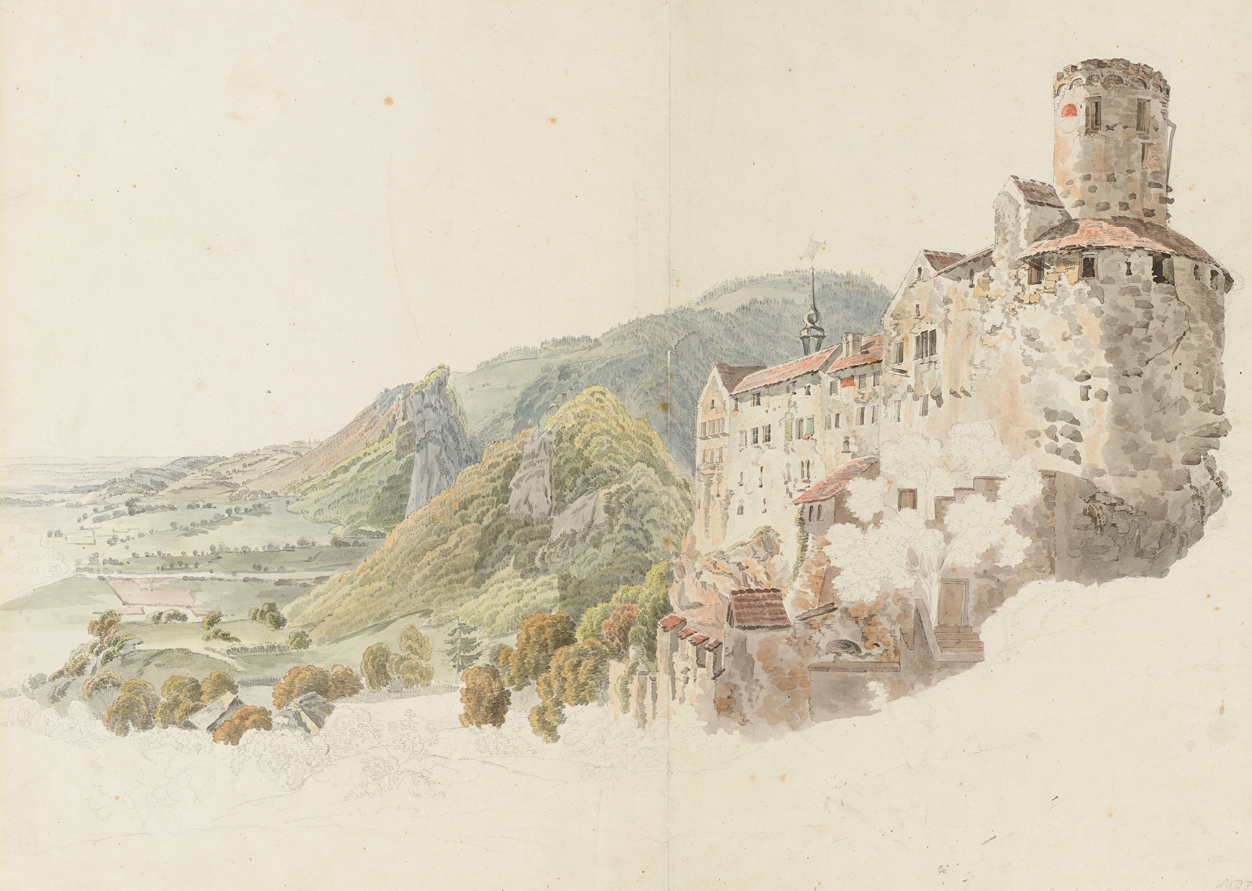 Landscape of chateau de Pechbourg, oil painting by Heinrich Rieter