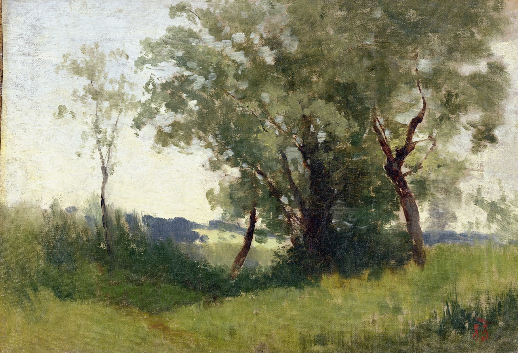 Hochmoor by Carl Bolze, depicting a moor landscape with rich greens and golden light, oil painting.