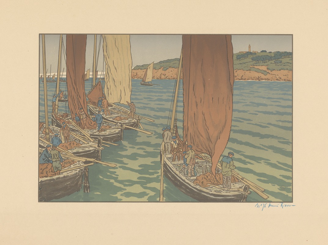 Henri Rivière's 'Barques de pêche' depicts fishing boats in a serene coastal setting.