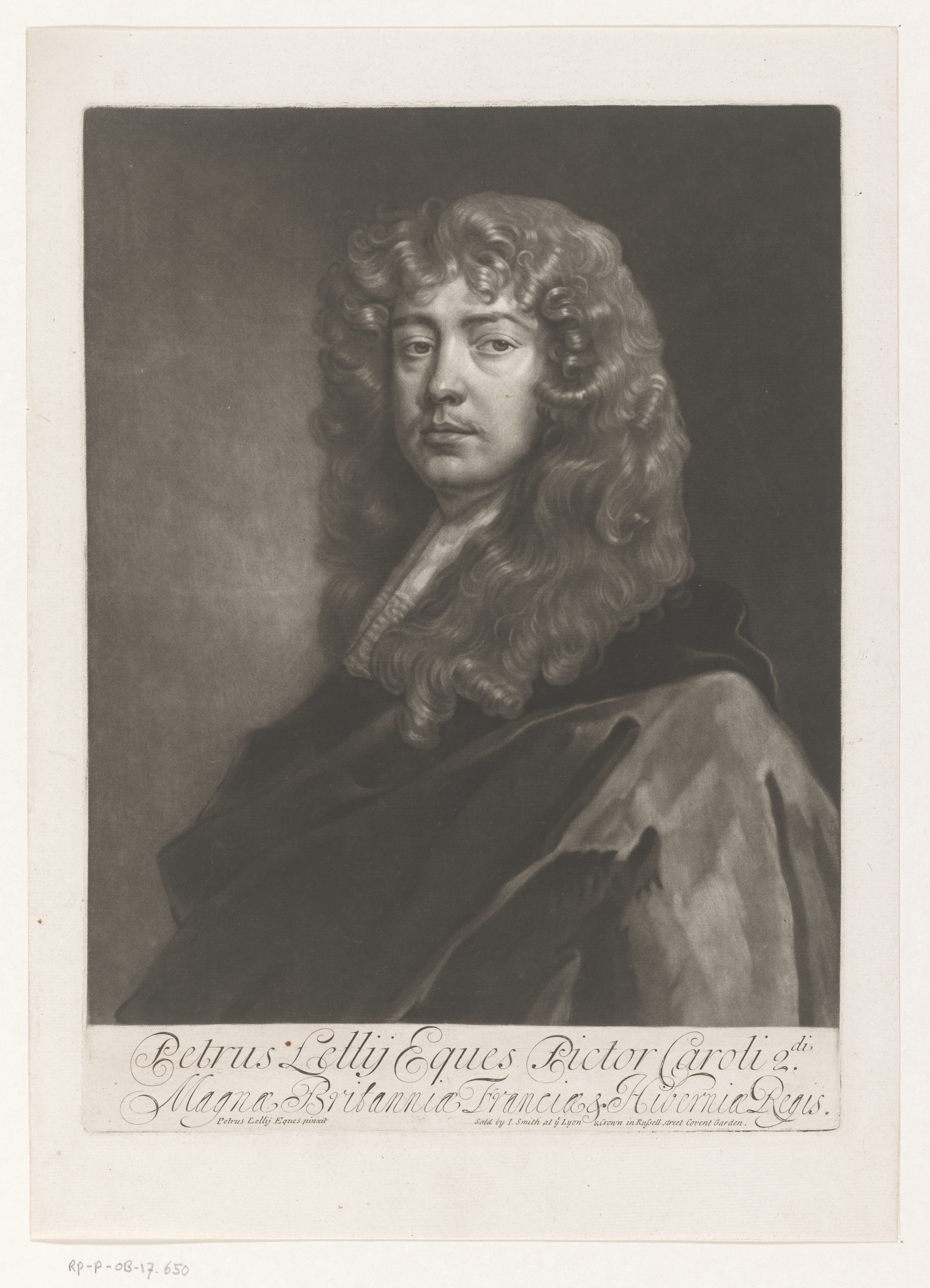 Portrait of Peter Lely, paper artwork by Isaac Beckett