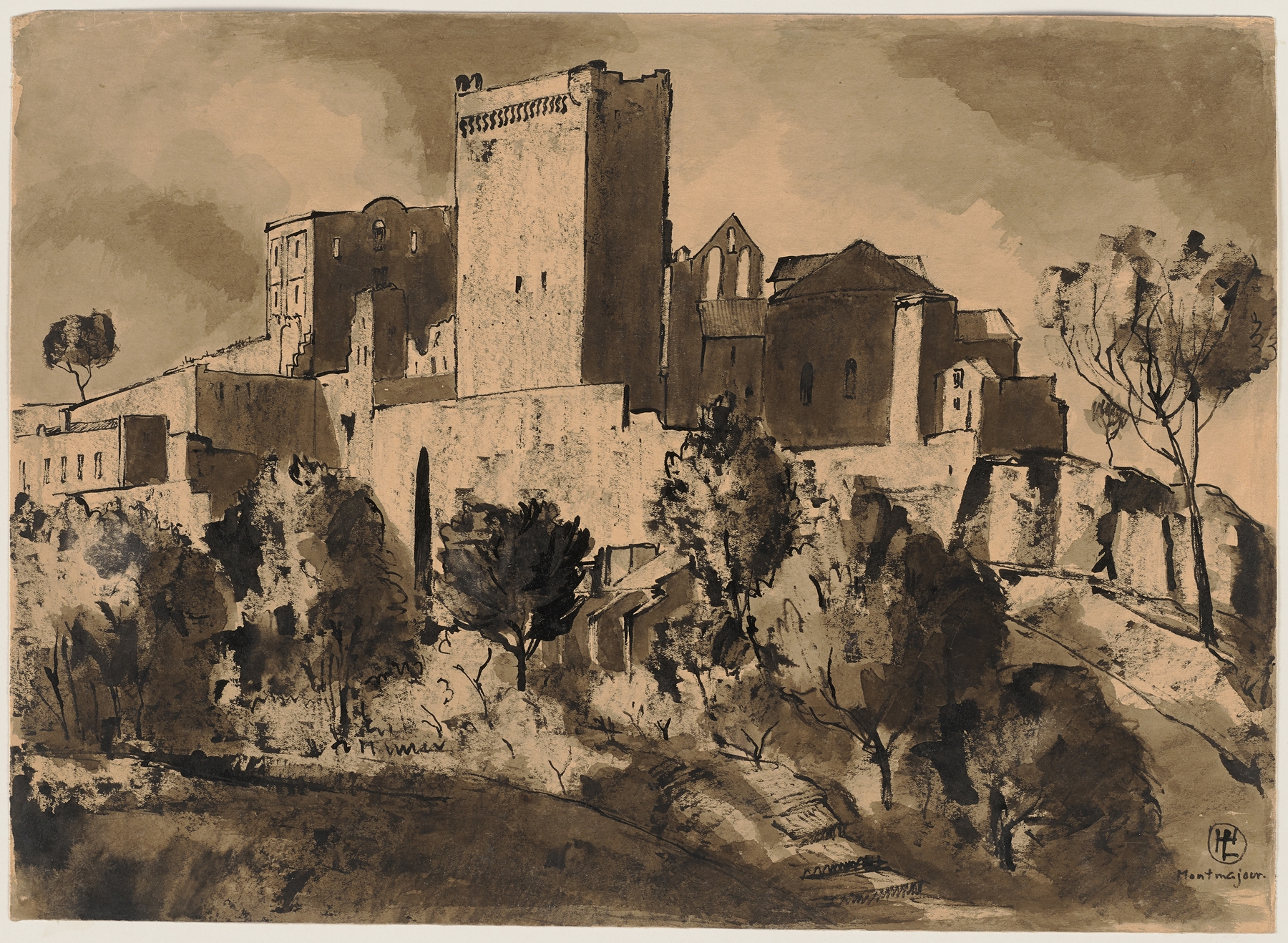 Landscape of Abbey Montmajour by Hermann Lismann, oil on canvas