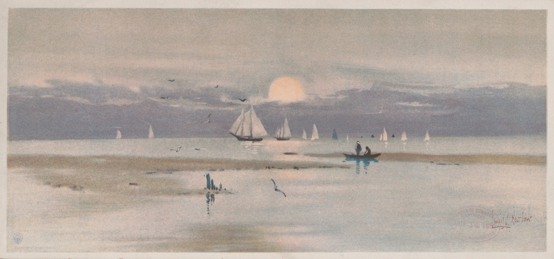 Marine scene depicting waves and melancholy in oil painting by Louis Kinney Harlow