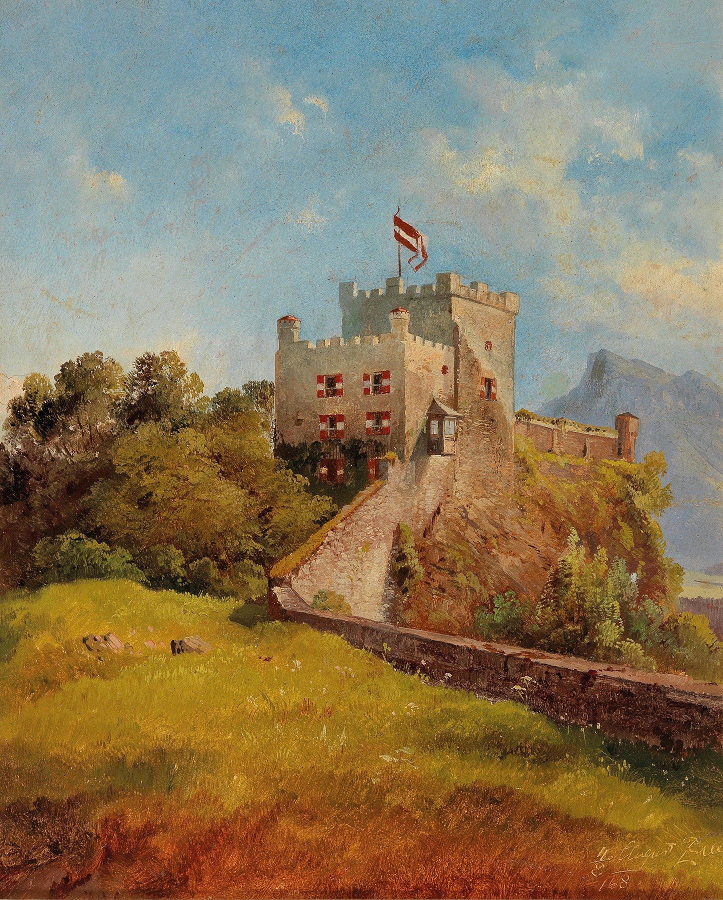 The Mönchsberg in Salzburg, oil on canvas by Friedrich Zeller