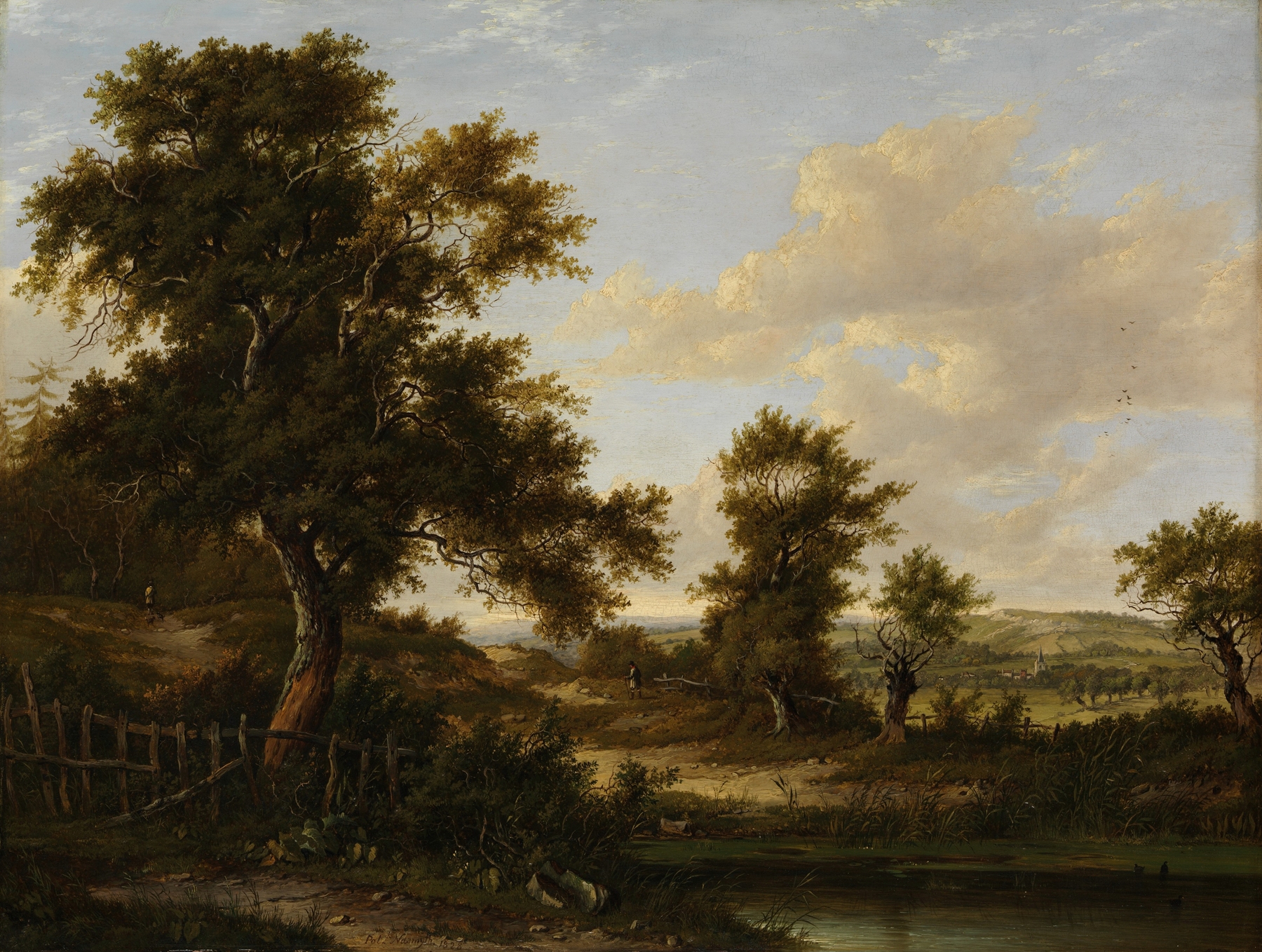 Landscape of hills and trees in oil on canvas by Patrick Nasmyth