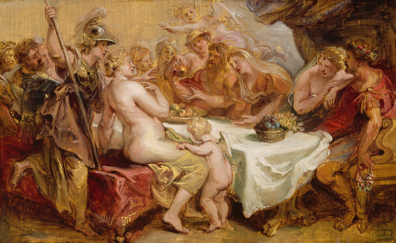 The Wedding of Peleus and Thetis, oil on panel by Peter Paul Rubens, depicting gods in a festive scene