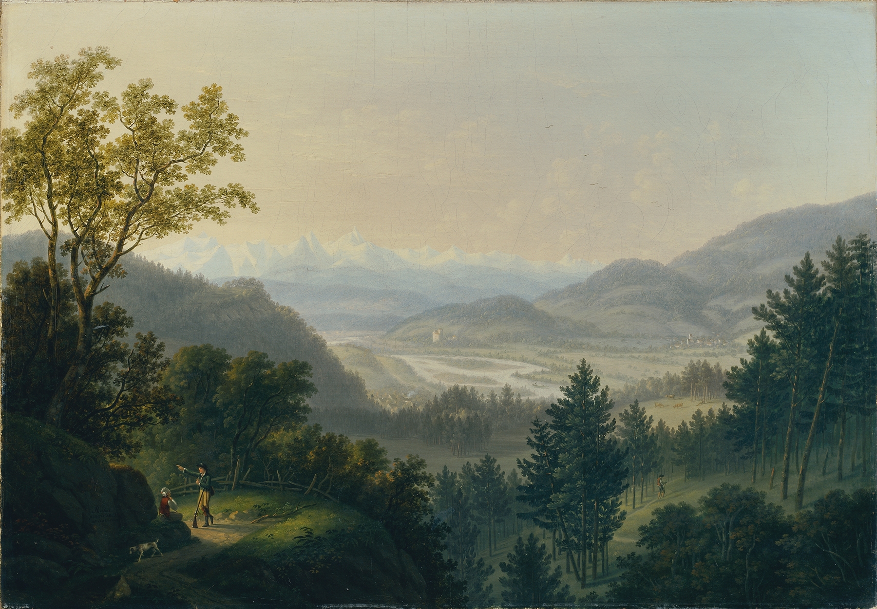 Landscape with ruins, oil on canvas by Johann Caspar Rahn