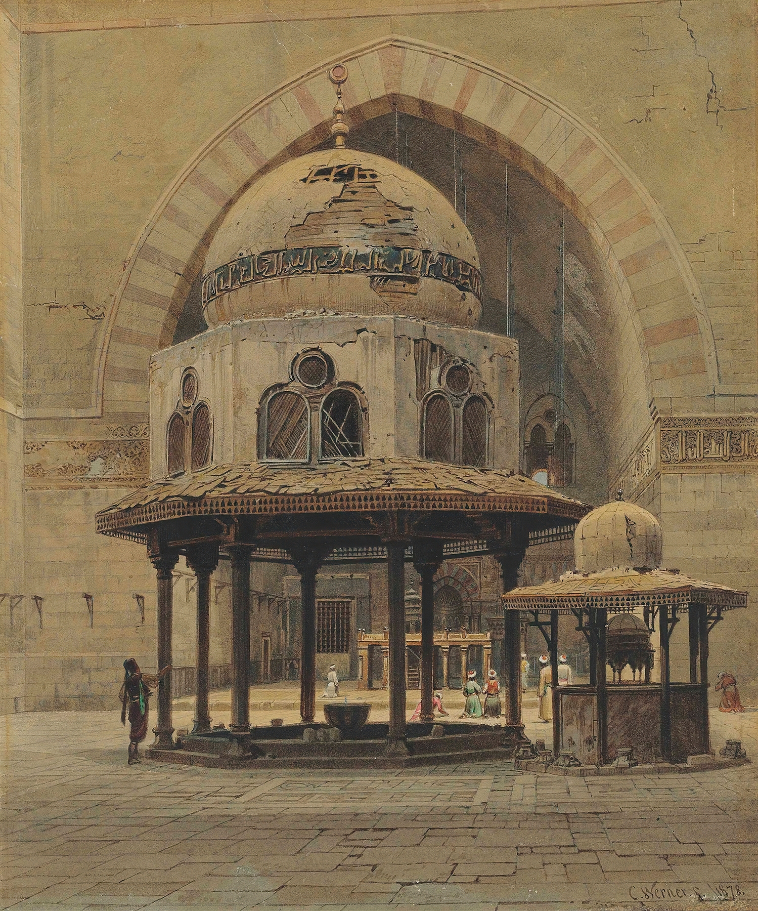 Mosque of Sultan Hassan in Cairo, oil painting by Carl Friedrich Heinrich Werner