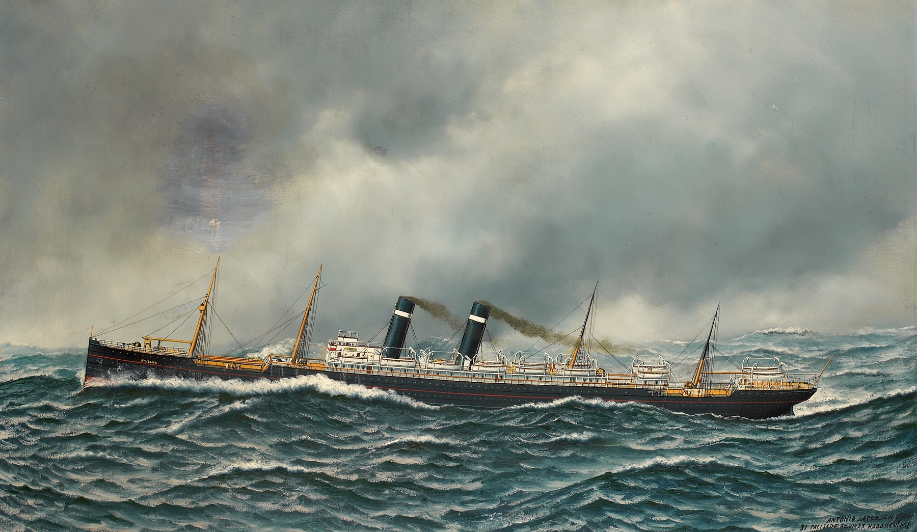 Het stoomschip ‘Finland’ te New York, by Antonio Jacobsen, public domain