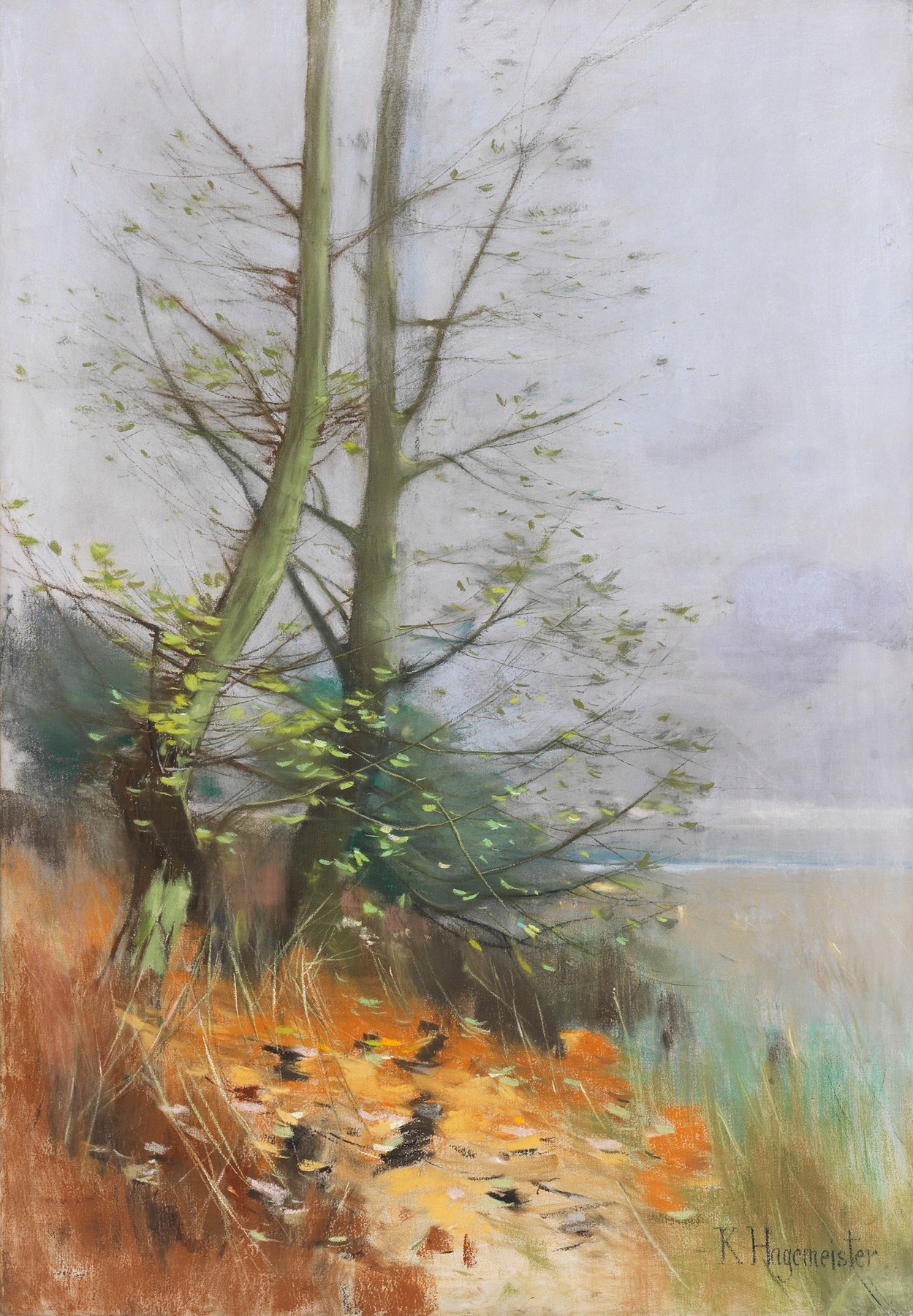 Autumn landscape with golden leaves, oil on canvas by Karl Hagemeister