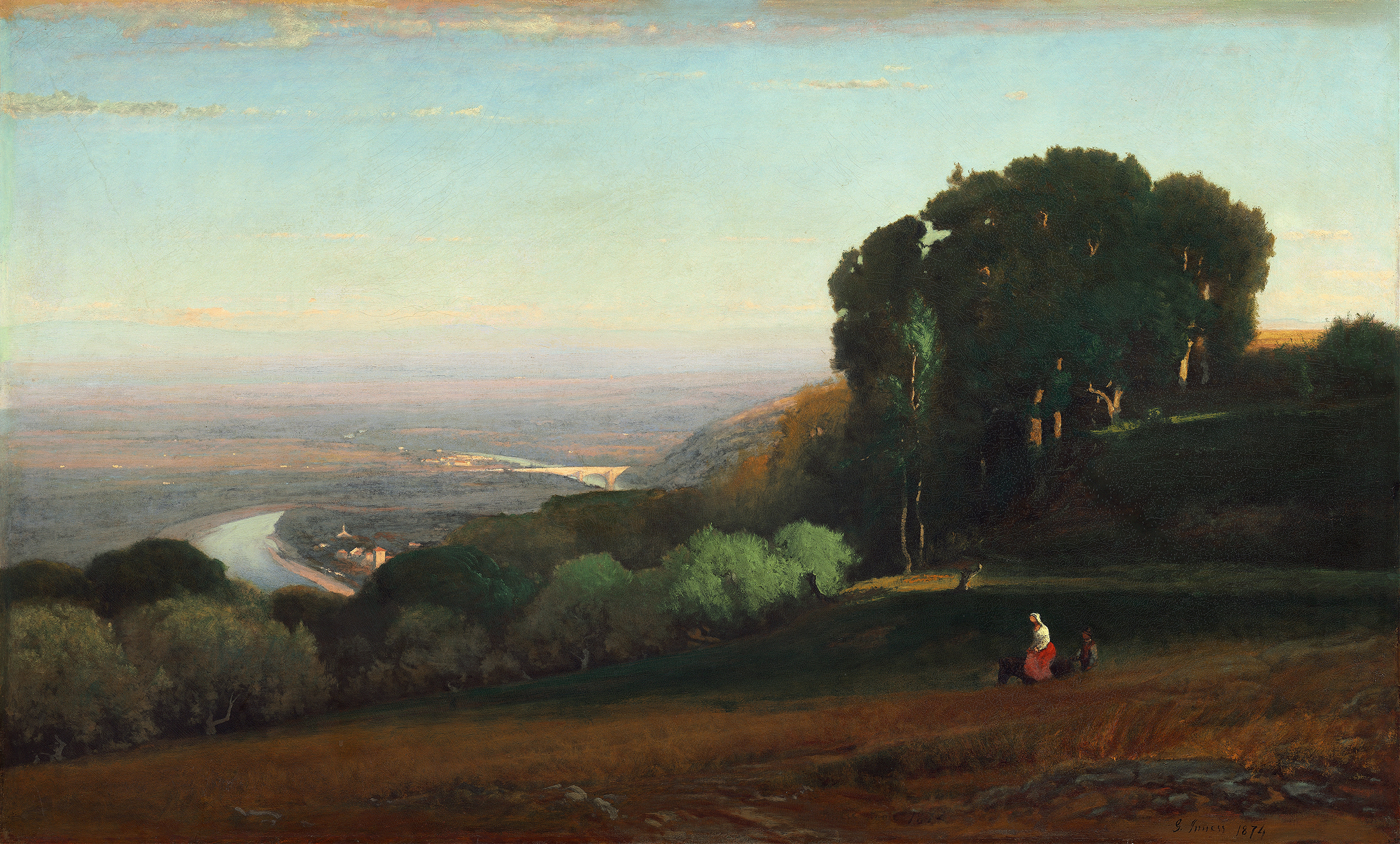 View of the Tiber near Perugia, oil painting by George Inness