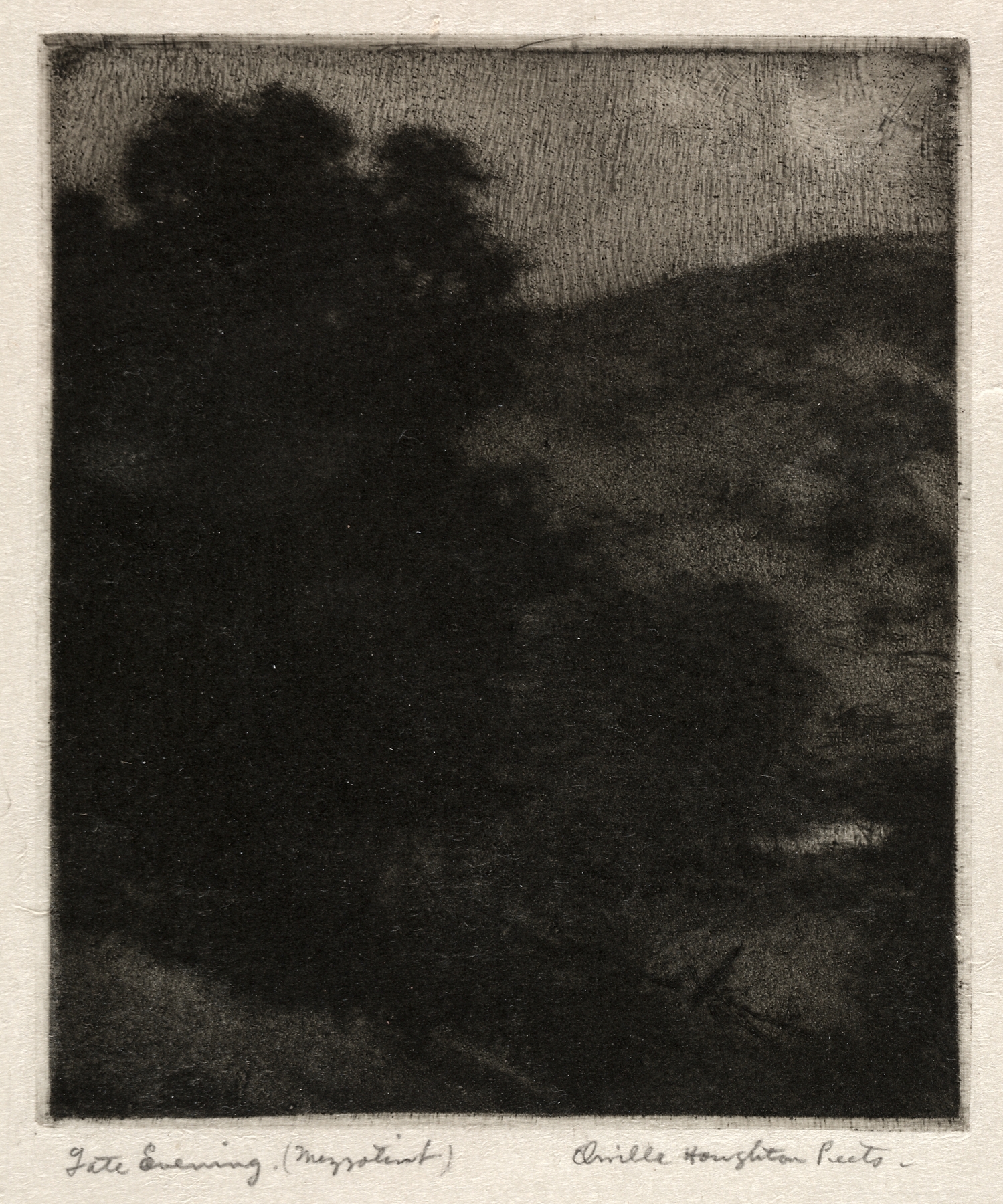 Late Evening by Orville Houghton Peets, oil painting depicting twilight landscape.
