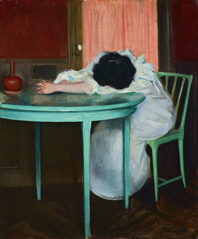 A portrait of a tired figure by Ramón Casas.