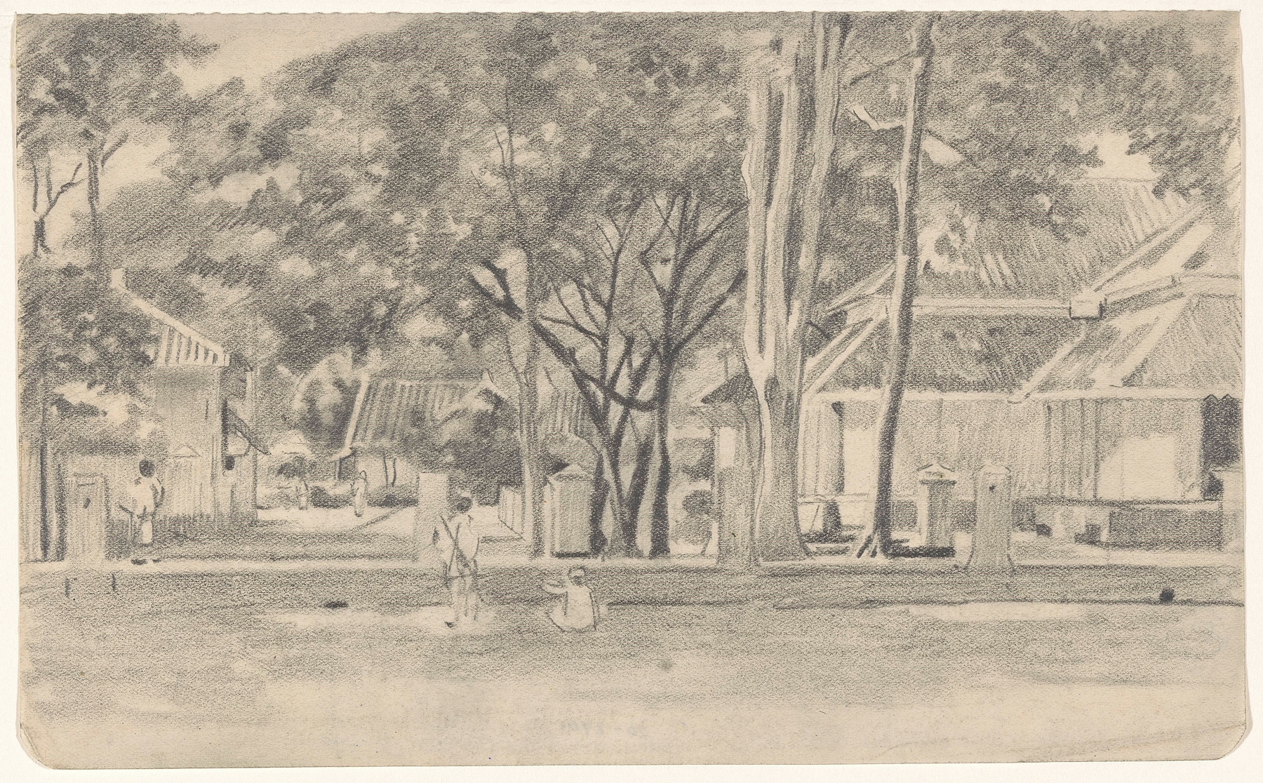 Landscape with houses along a lane, by Willem Witsen, oil painting