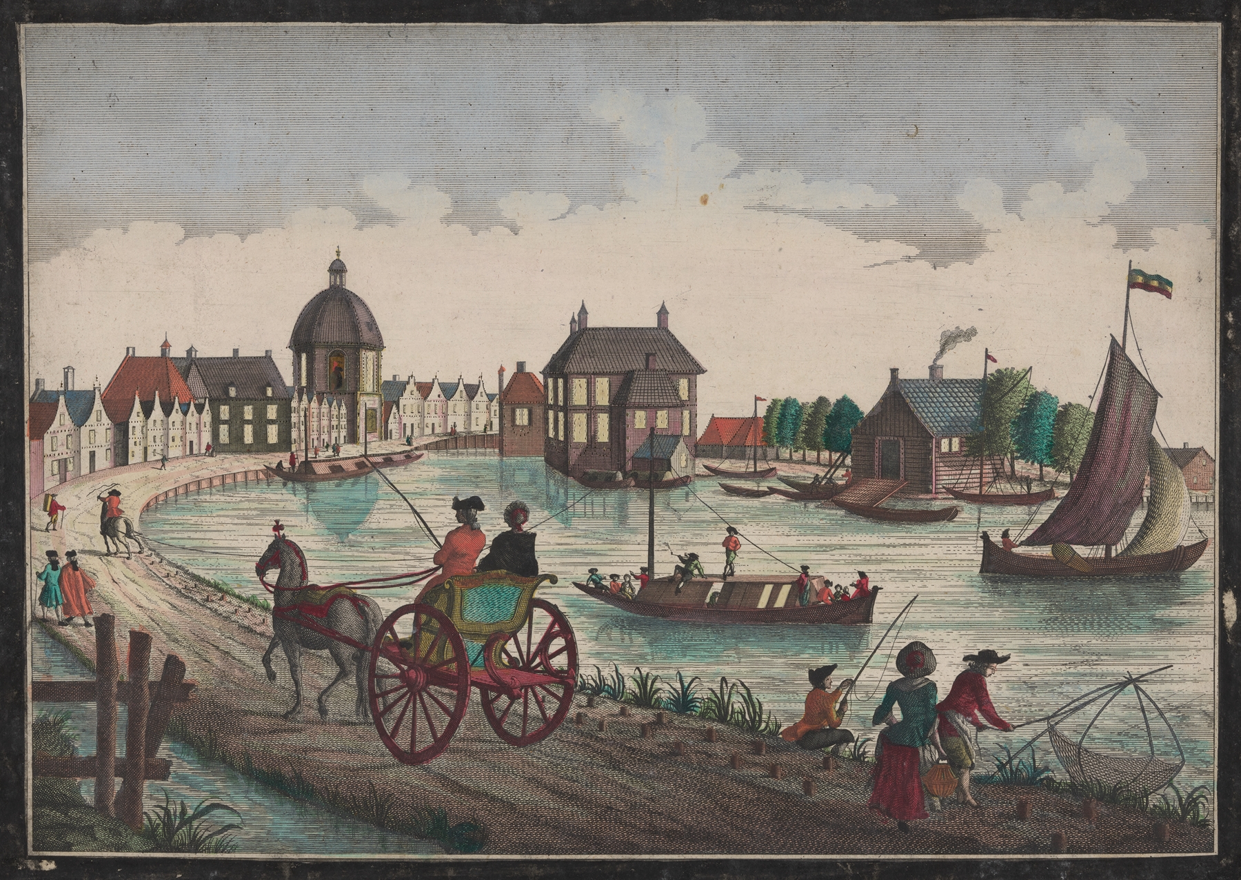 View of Amsterdam from the East side, engraving by Georg Balthasar Probst