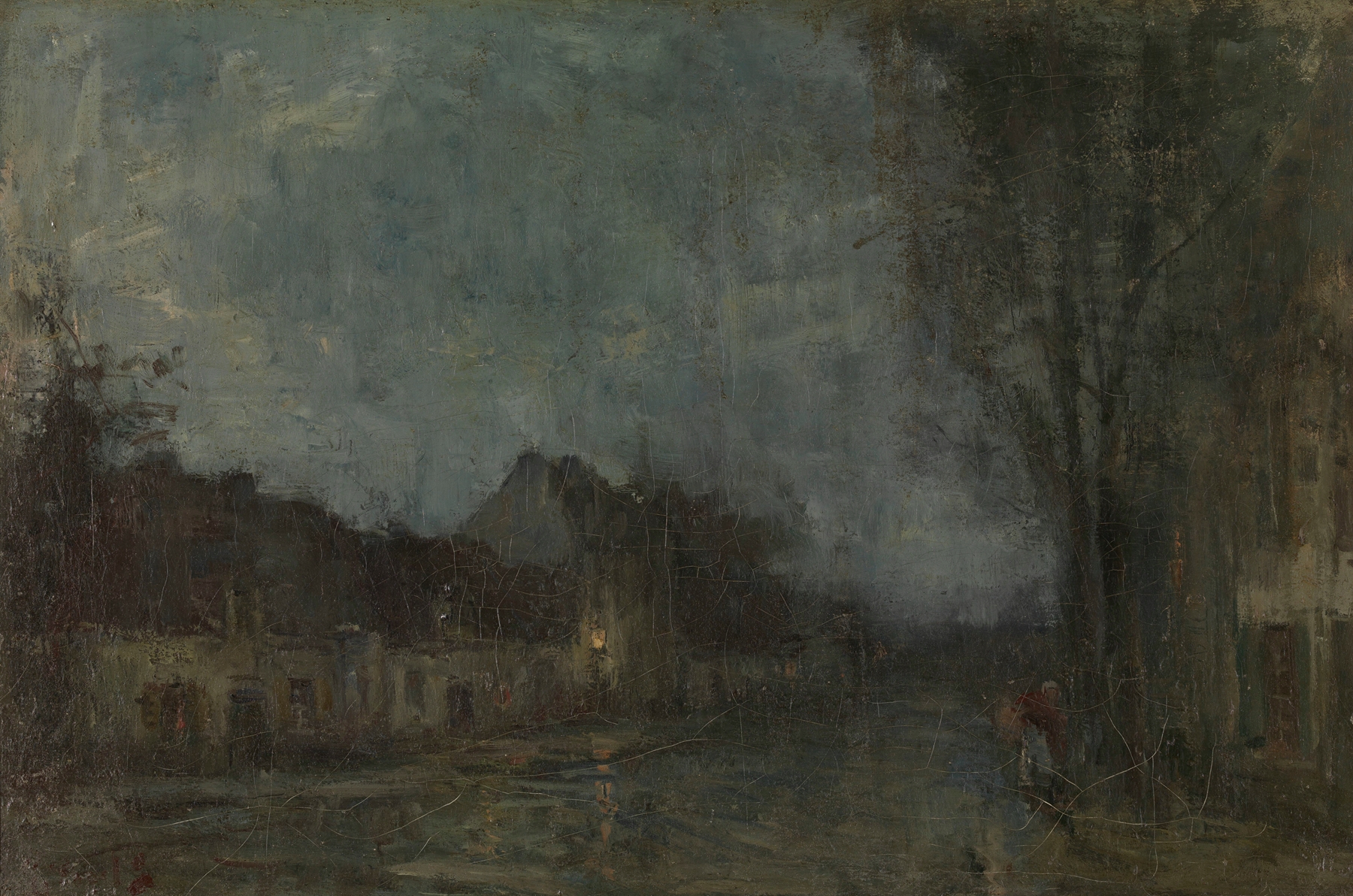 Twilight by Guillaume Vogels, oil painting depicting a twilight landscape with vibrant colors.