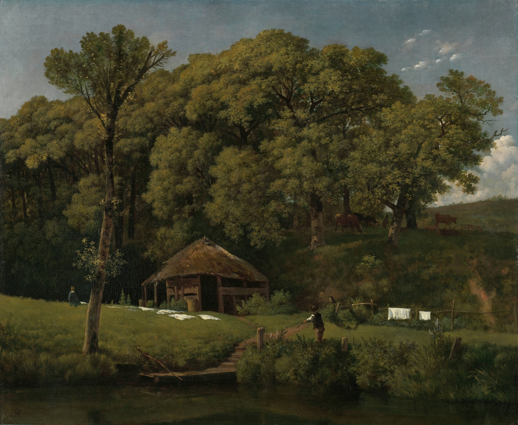 A Barn on the Bank of a Stream in Gelderland by Wouter Johannes van Troostwijk, oil painting