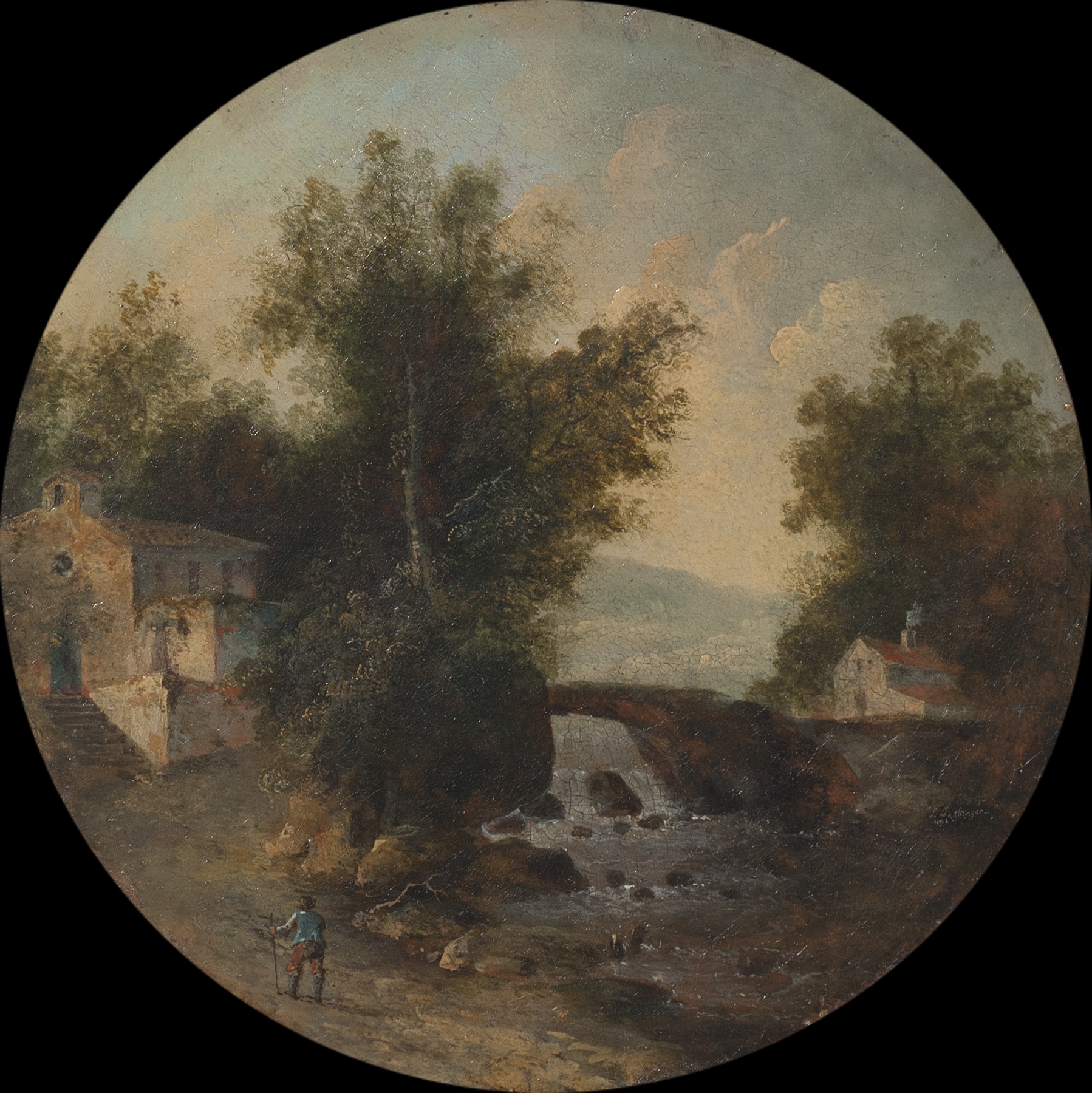 Southern landscape with hikers, oil on canvas by Louis Belanger
