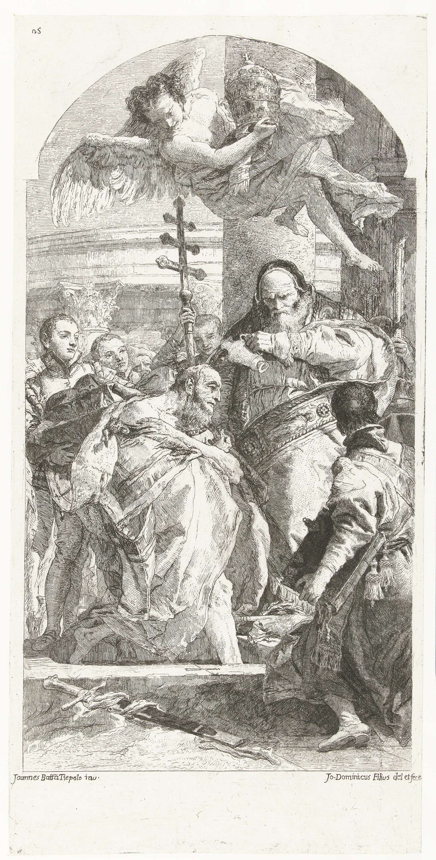 Doop van keizer Constantijn de Grote door paus Silvester, by Giovanni Domenico Tiepolo, public domain
