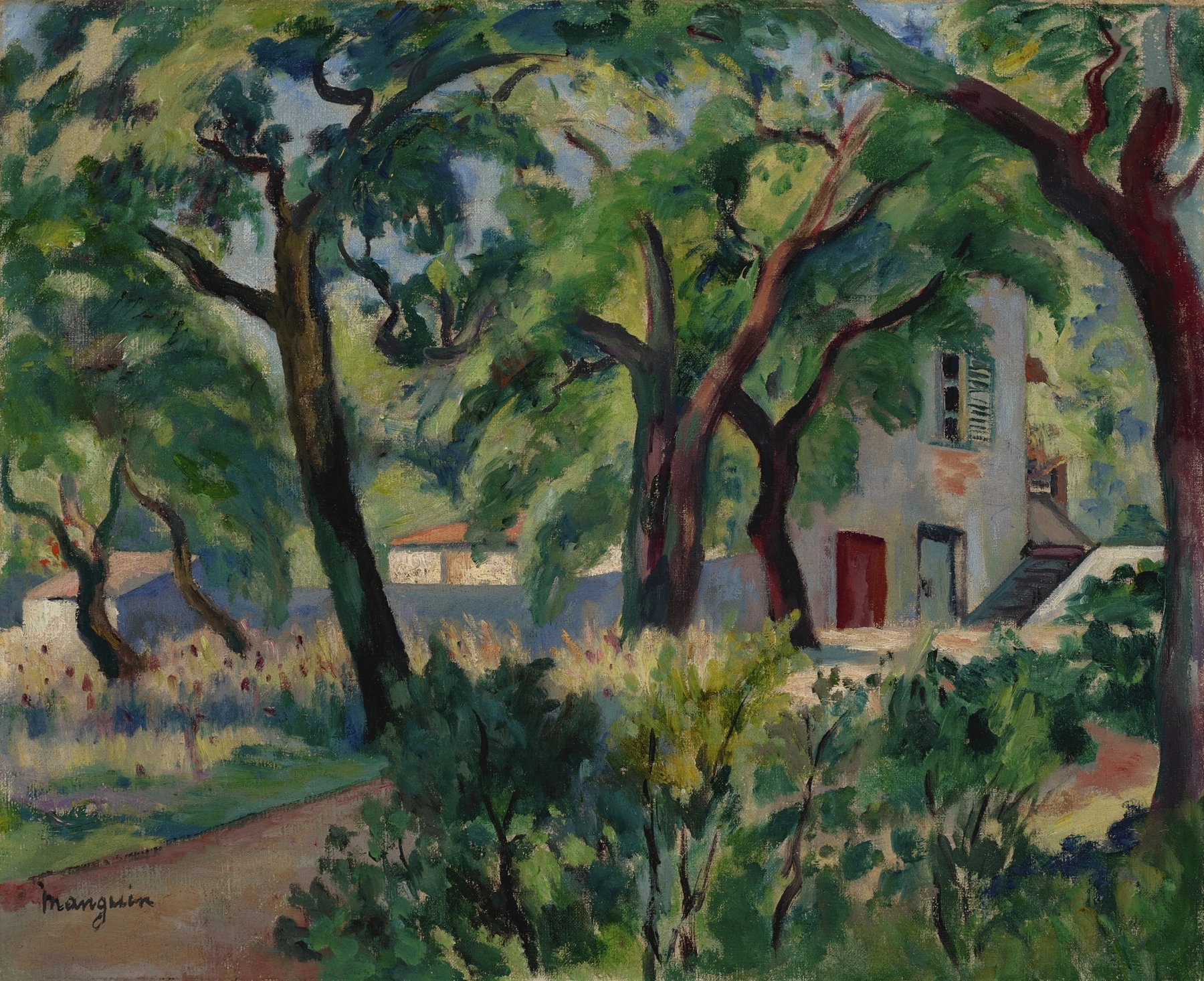 La Maison dans la forêt, Saint-Tropez by Henri Manguin, oil on canvas depicting a house among trees