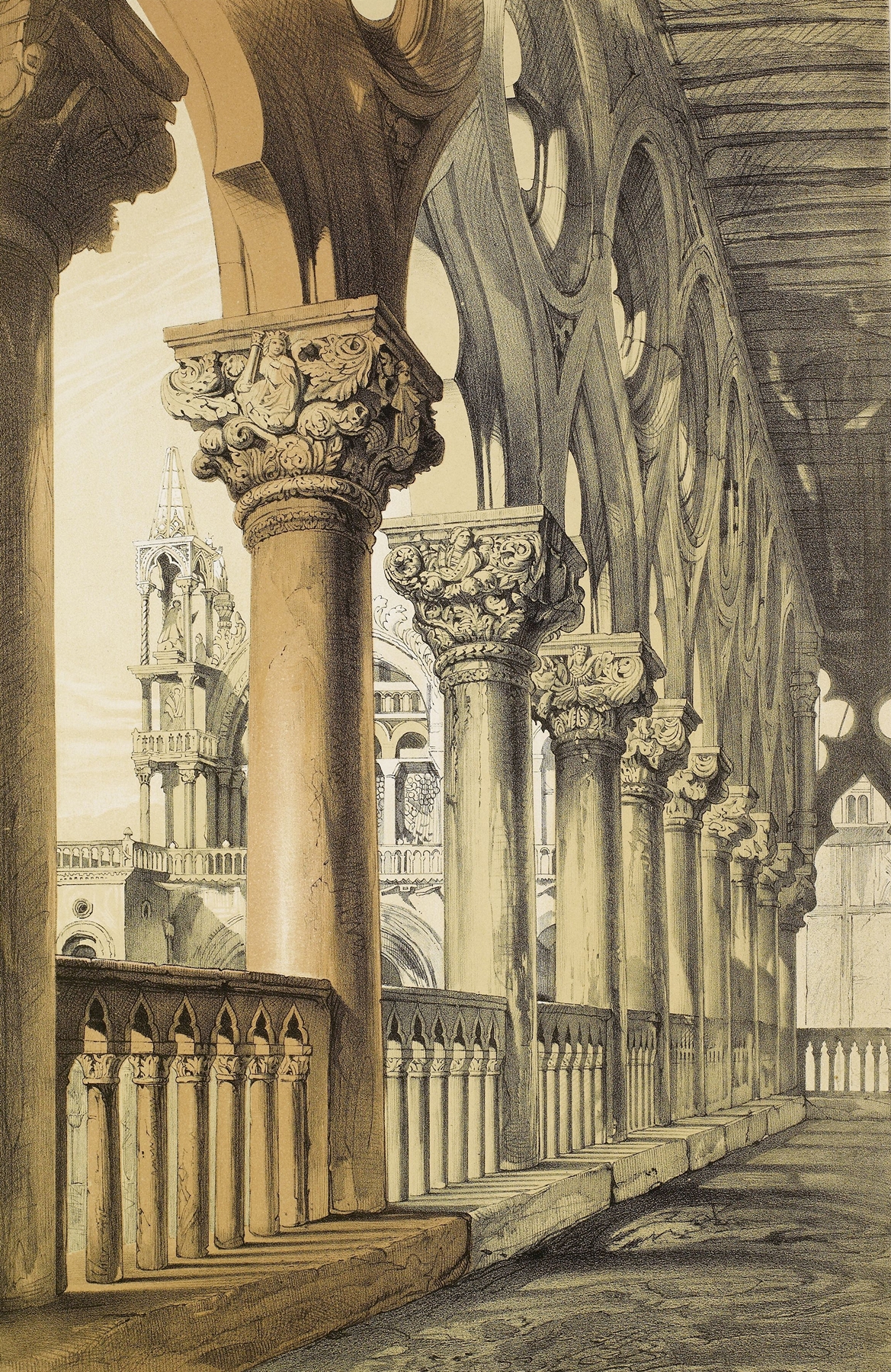 Detail of Renaissance architecture capitals by John Ruskin